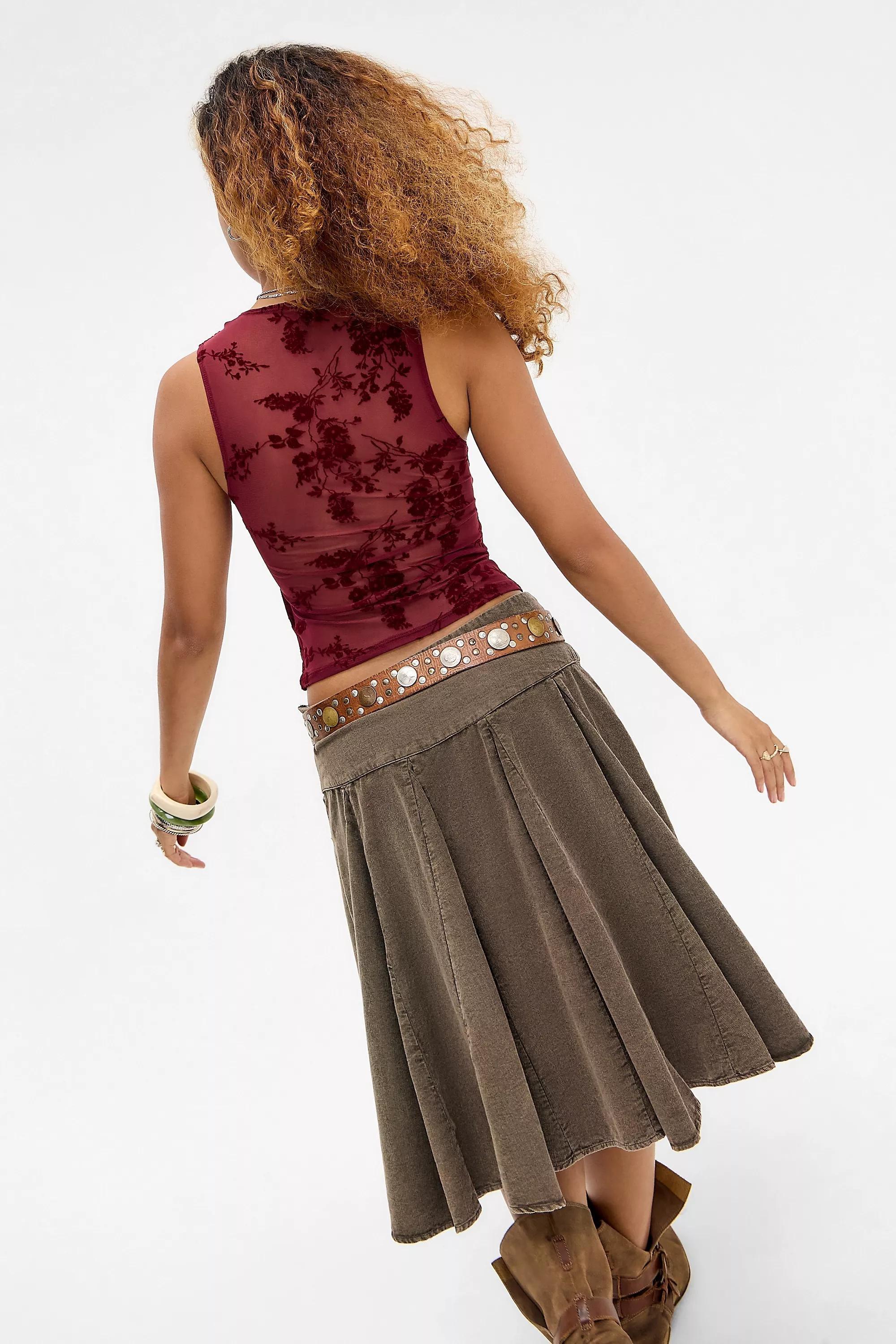 Red Motel Lihat Flocked Plunge Top, WINE, large image number 3