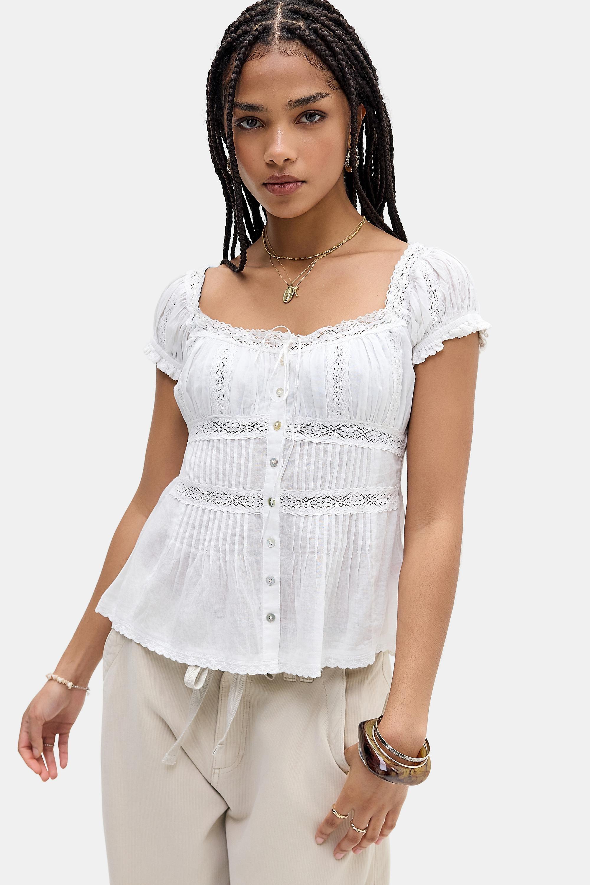 White Kimchi Blue Faye Blouse, WHT, medium