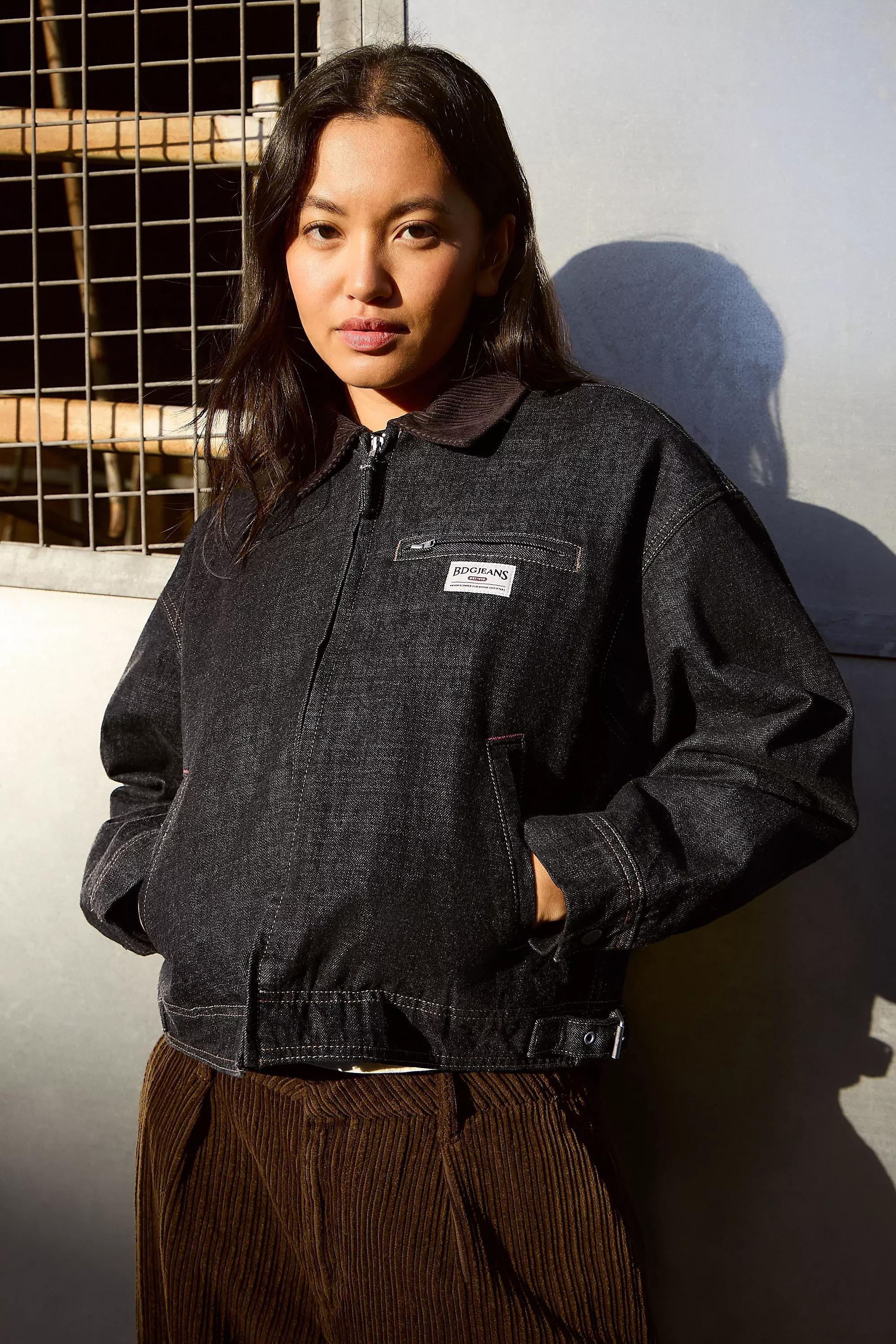 Black Bdg Luca Shrunken Denim Jacket, BLK, large image number 0