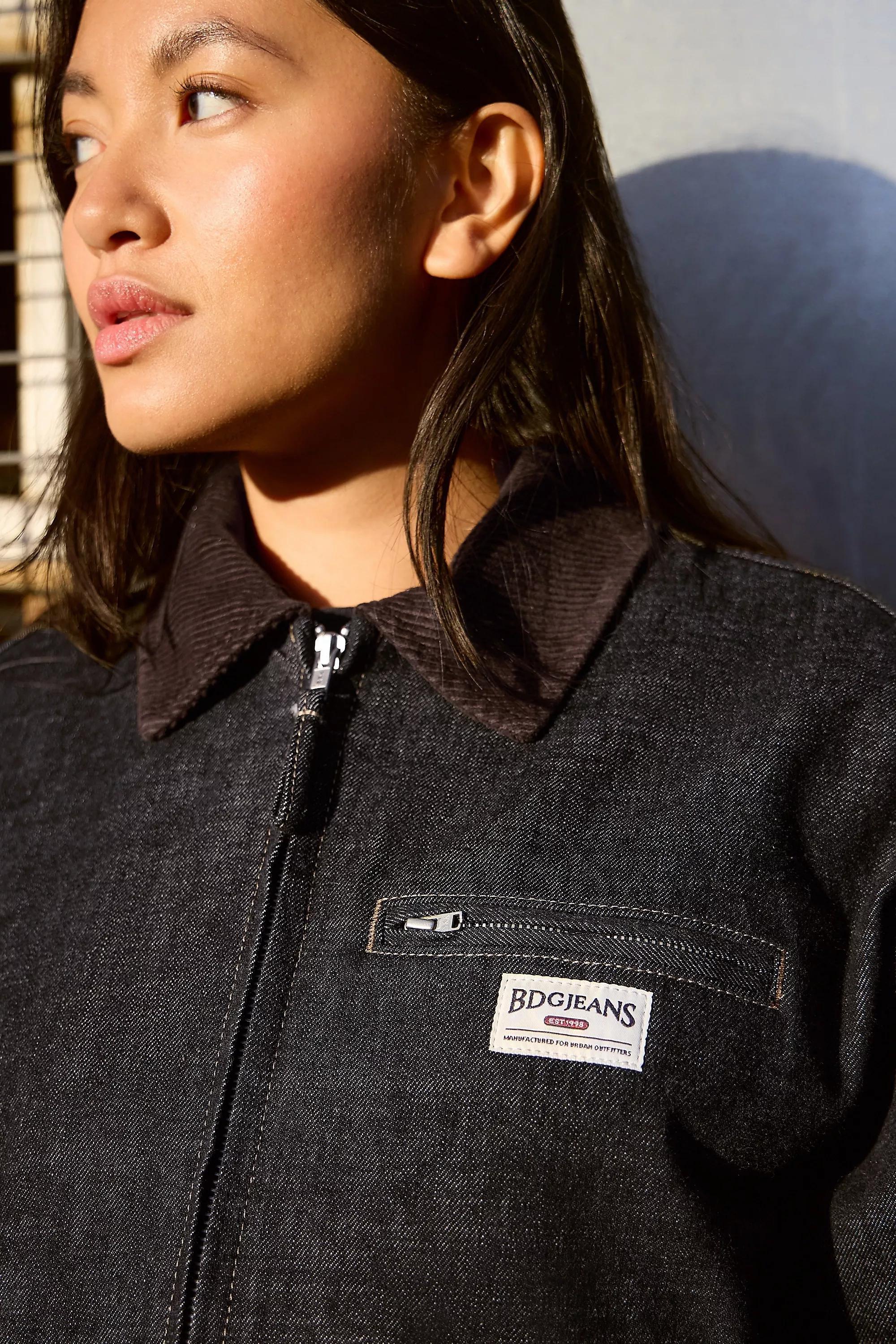 Black Bdg Luca Shrunken Denim Jacket, BLK, medium