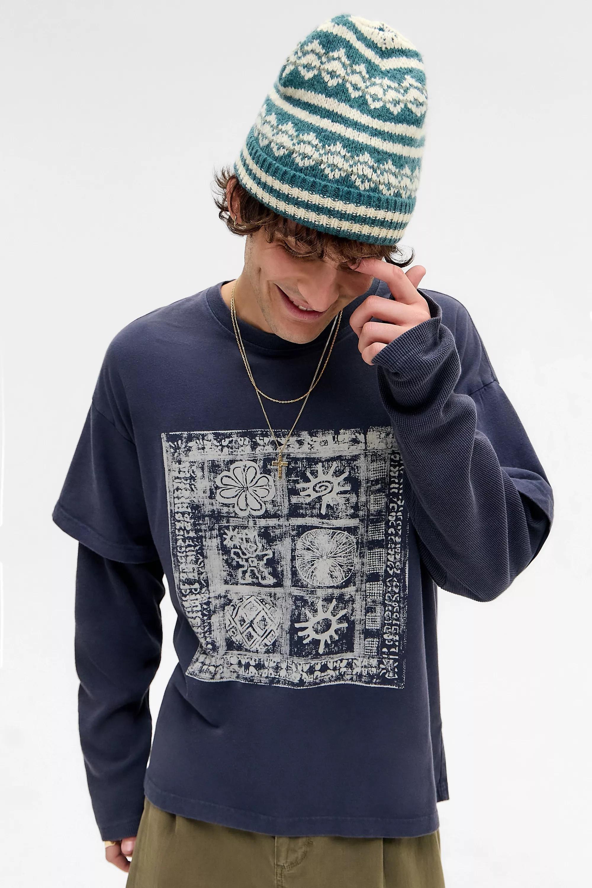 Navy Ayker Navy Double Layer T-Shirt, NAVY, medium