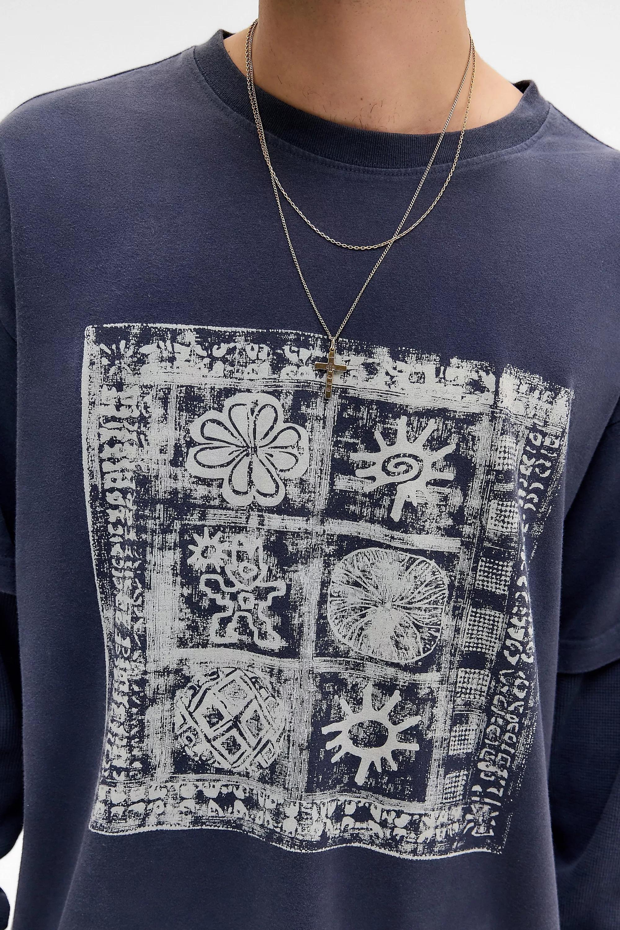 Navy Ayker Navy Double Layer T-Shirt, NAVY, medium