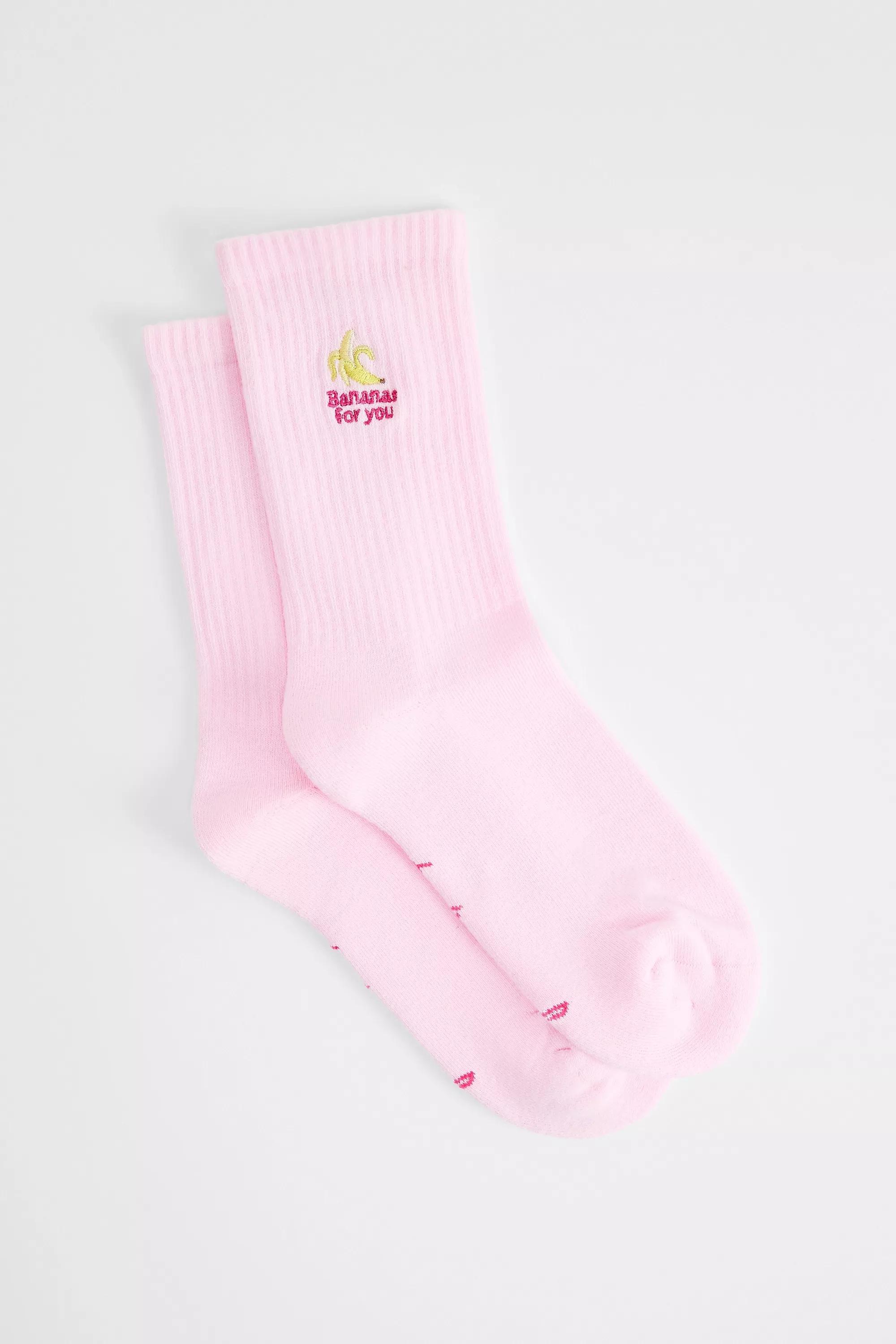 Pink Out From Under Bananas For You Socks, PINK, large image number 0
