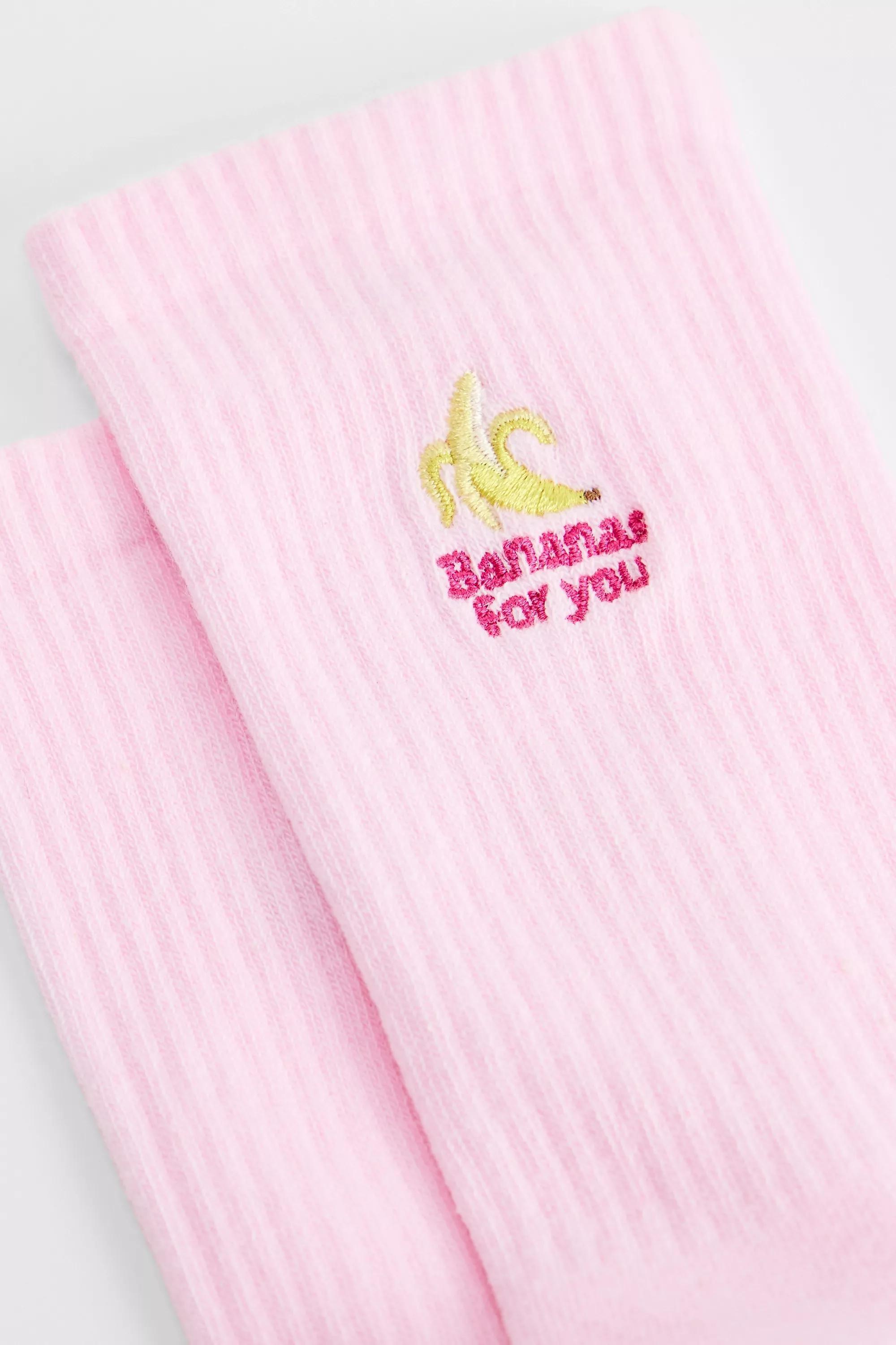 Pink Out From Under Bananas For You Socks, PINK, large image number 1