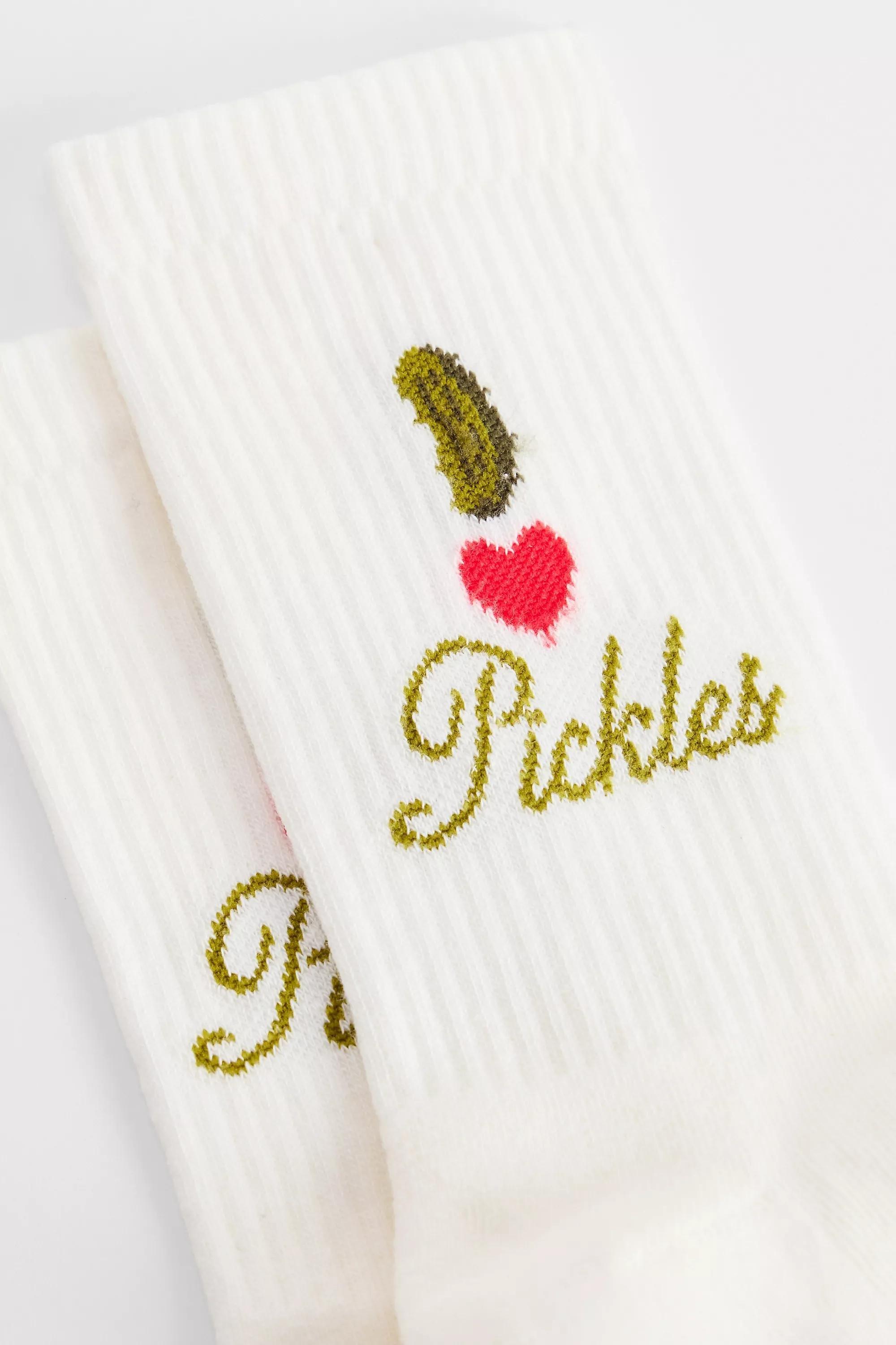 White Out From Under I Love Pickles Socks, CREME, large image number 1