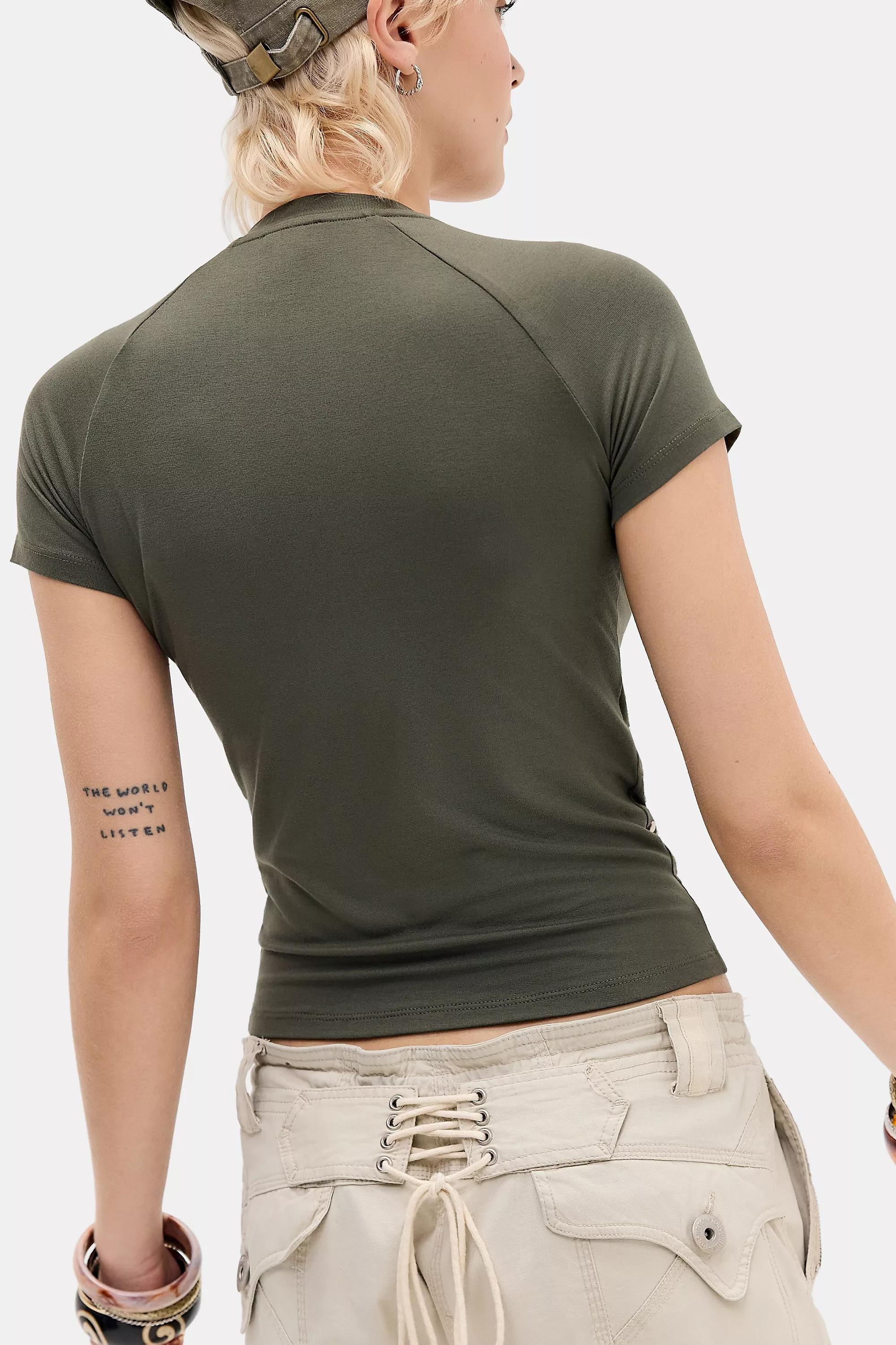 Khaki Jaded London Uo Studded Baby T-Shirt, KHAKI, large image number 3