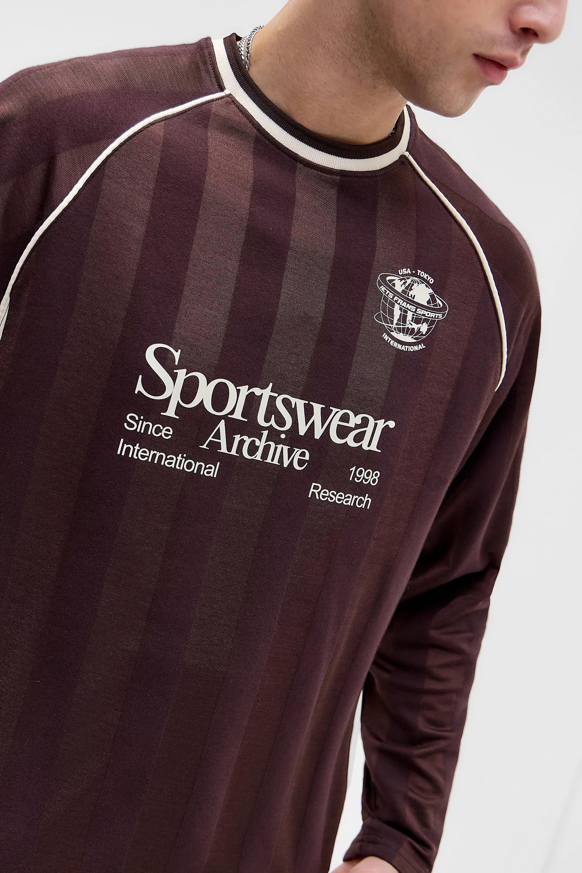 Brown iets frans... Stripe Sport Football T-Shirt, BRN, large image number 1