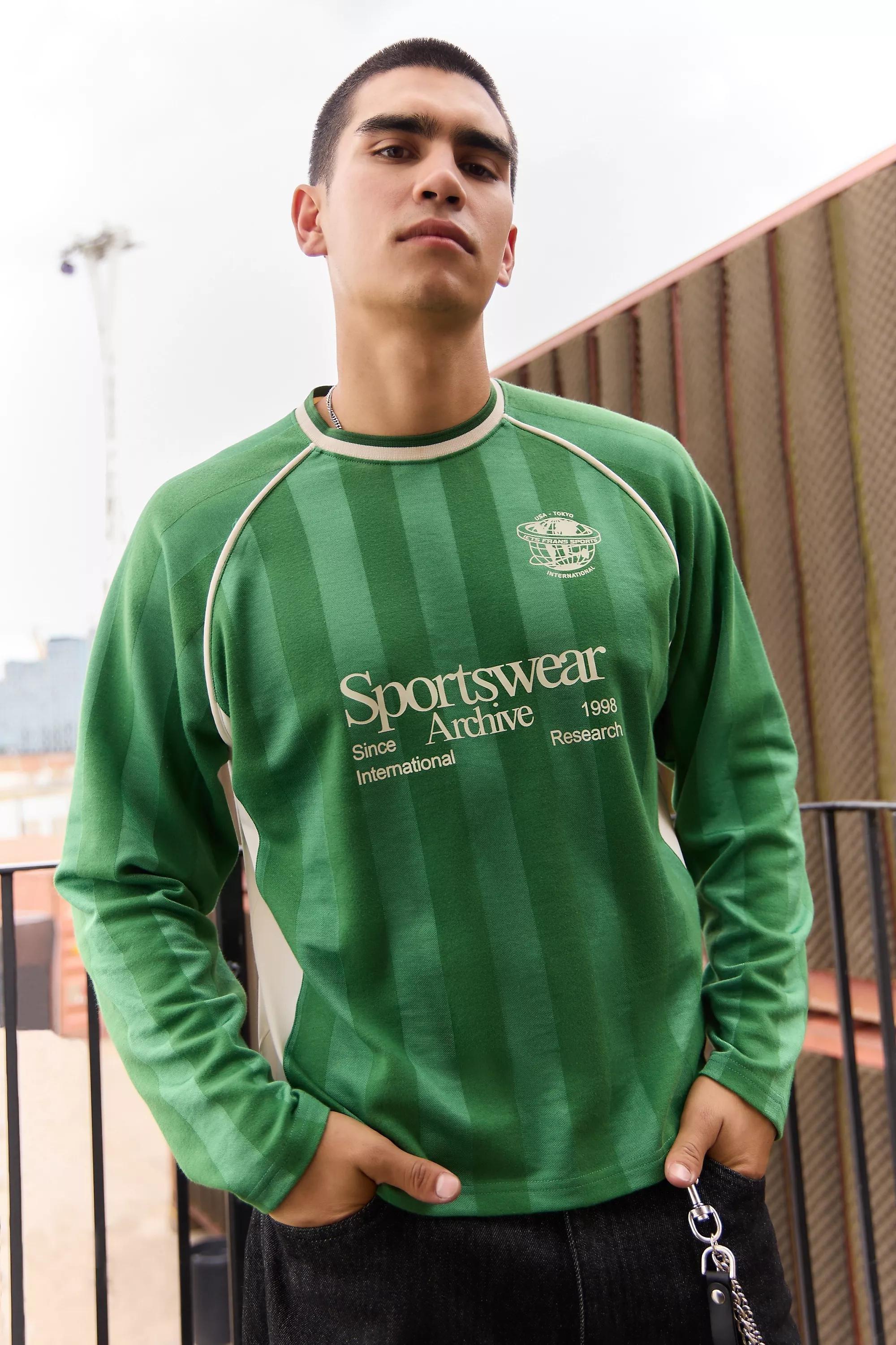 Green iets frans... Green Long Sleeve Football T-Shirt, GRN, large image number 0