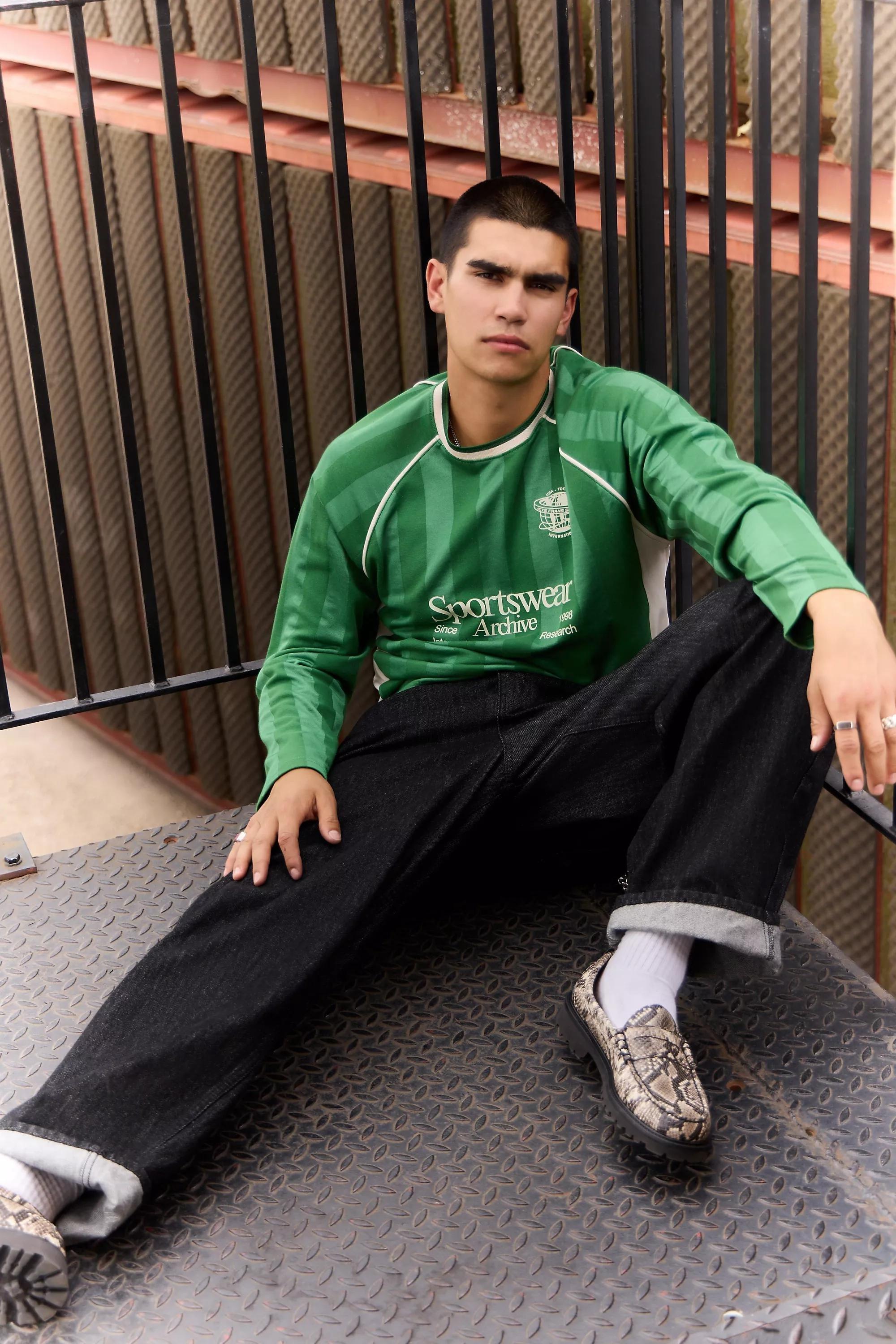 Green iets frans... Green Long Sleeve Football T-Shirt, GRN, large image number 1