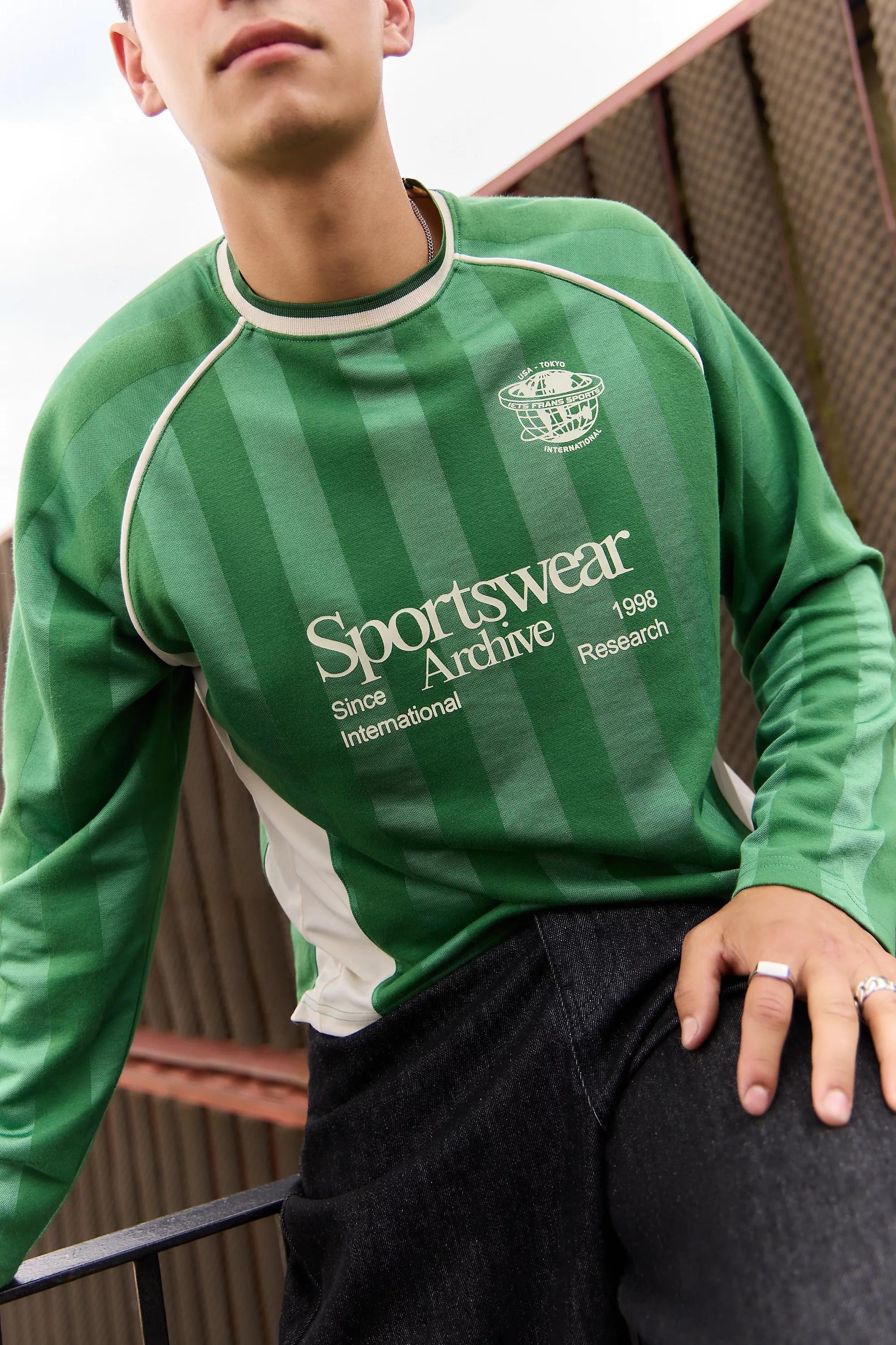 Green iets frans... Green Long Sleeve Football T-Shirt, GRN, large image number 2