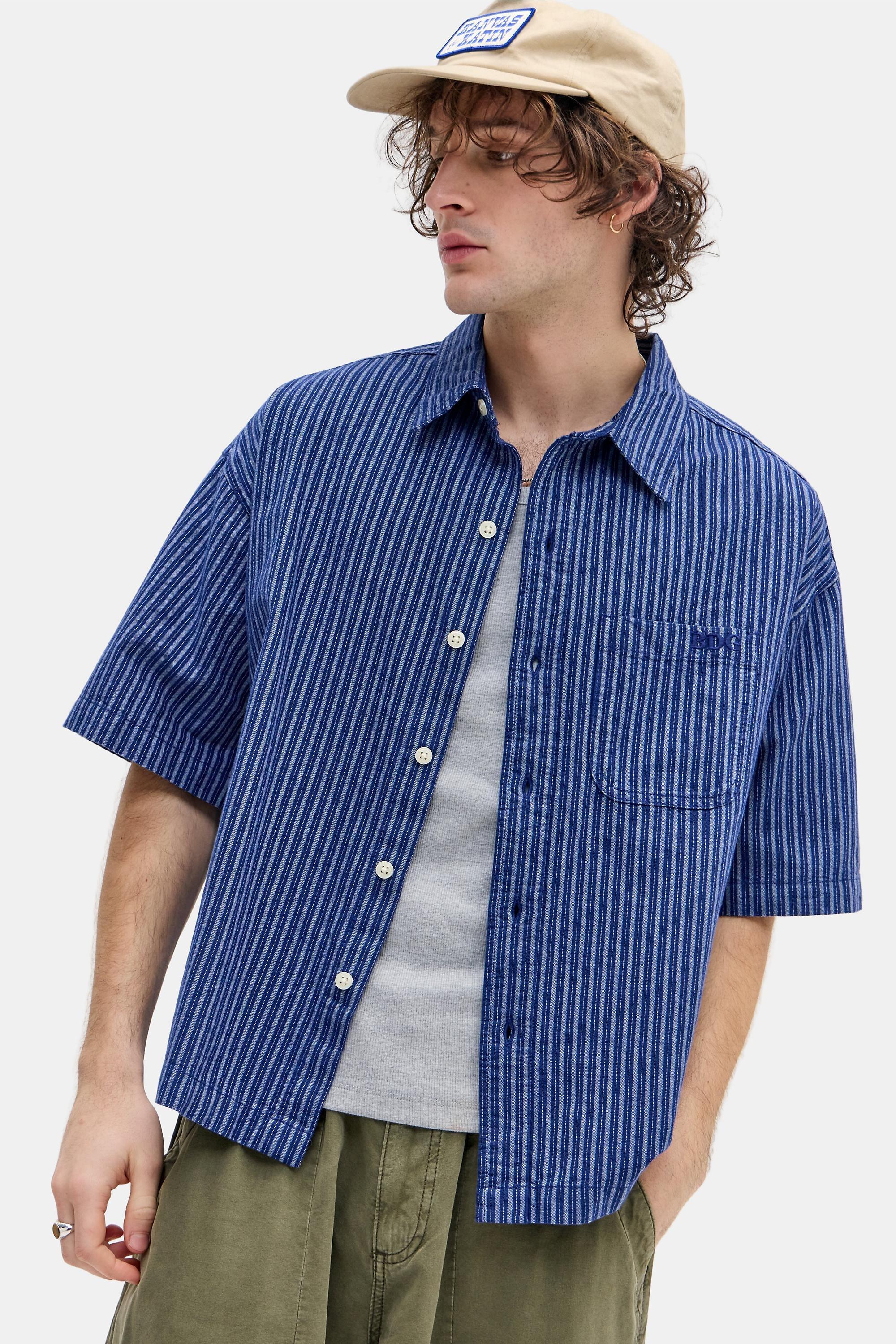 Blue Bdg Navy Arlo Stripe Short Sleeve Shirt, NAVY, medium