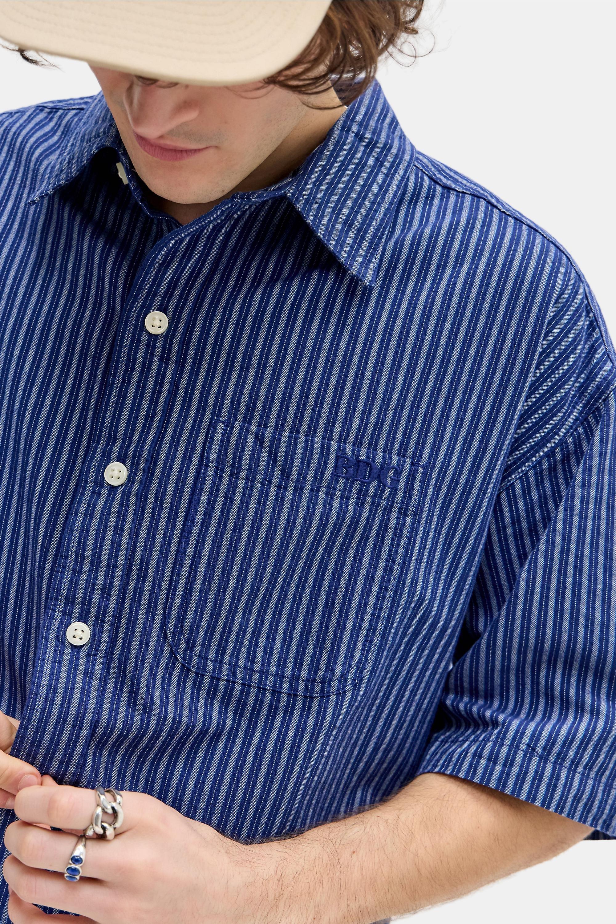 Blue Bdg Navy Arlo Stripe Short Sleeve Shirt, NAVY, medium