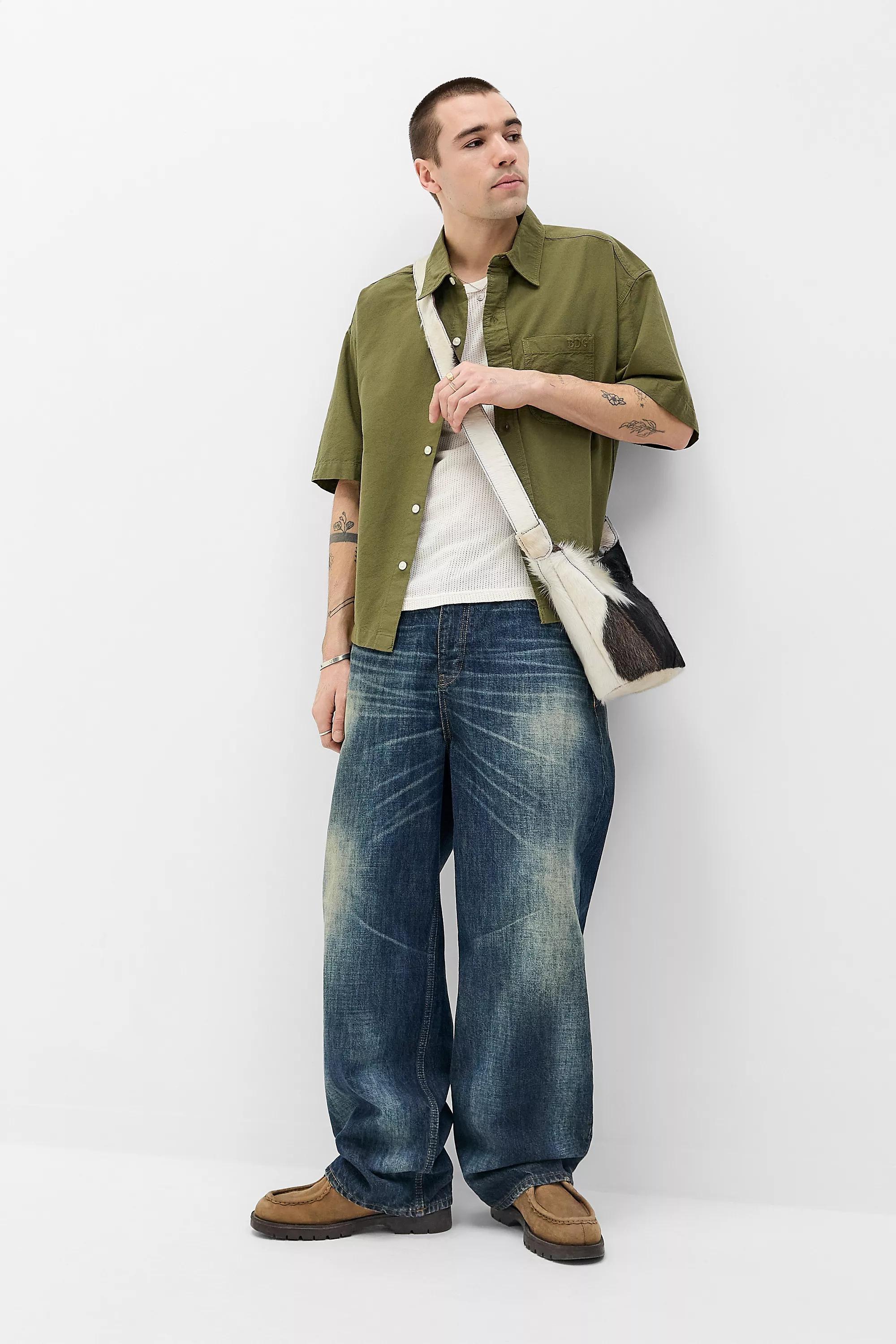 Green Bdg Solid Olive Arlo Shirt, OLIVE, medium