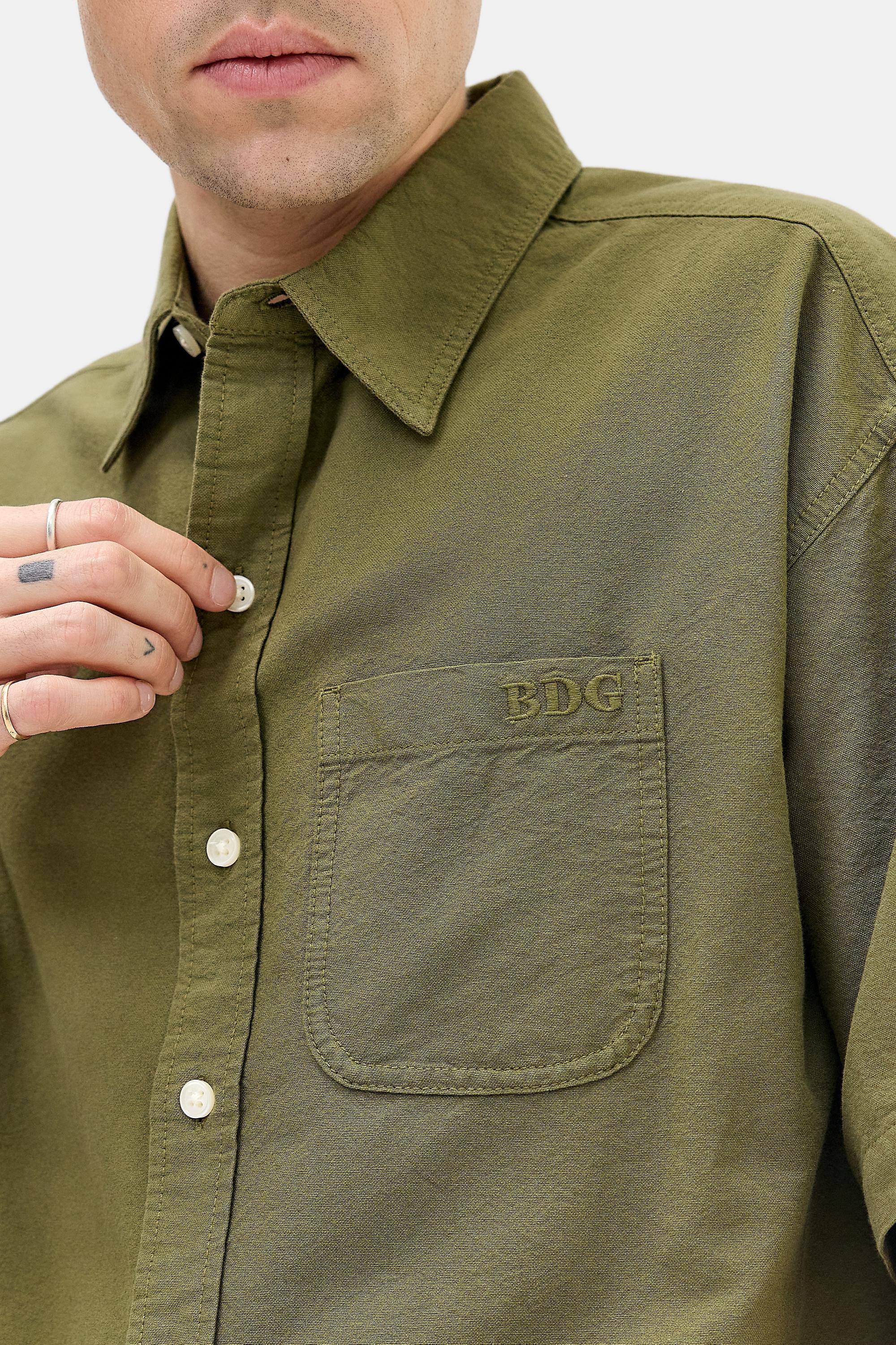 Green Bdg Solid Olive Arlo Shirt, OLIVE, medium