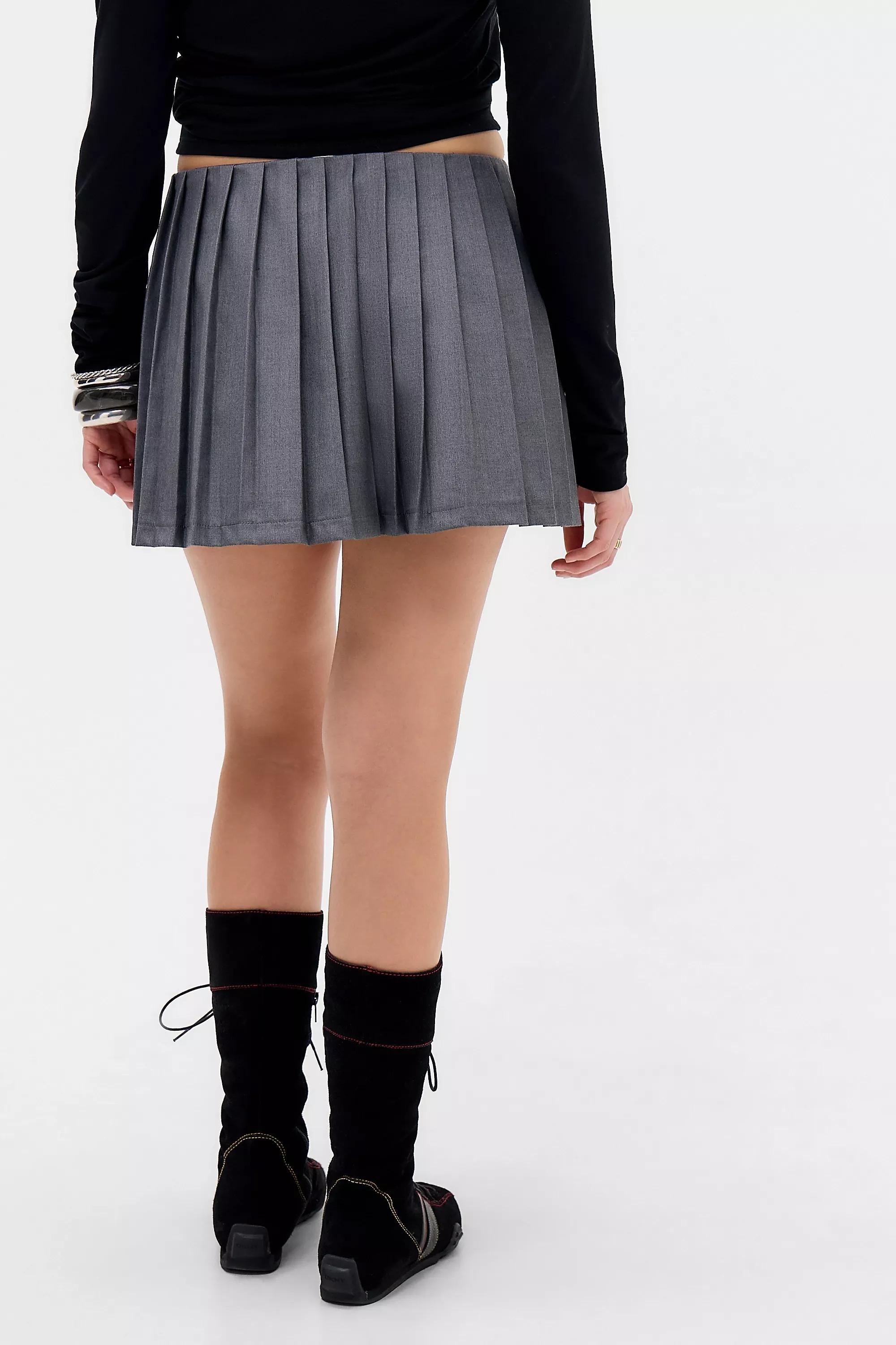 Grey Daisy Street Tie Zip Pleated Mini Skirt, GREY, large image number 3