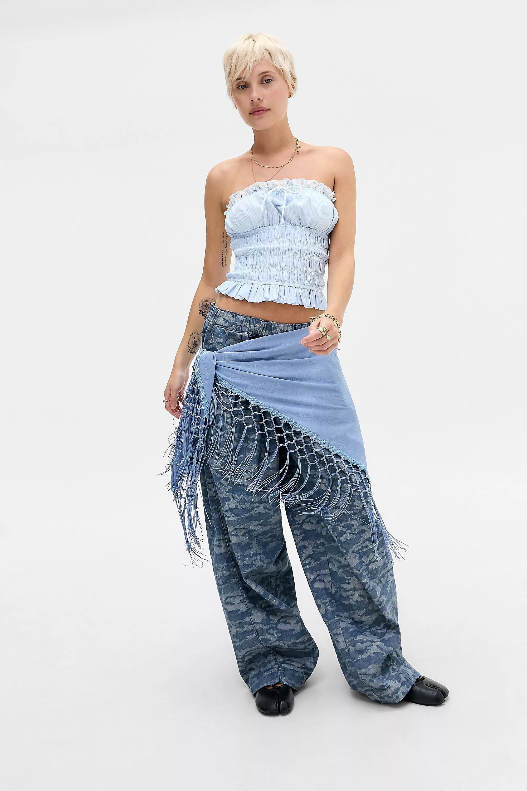 UO Fringed Shawl, BLUE, large image number 5