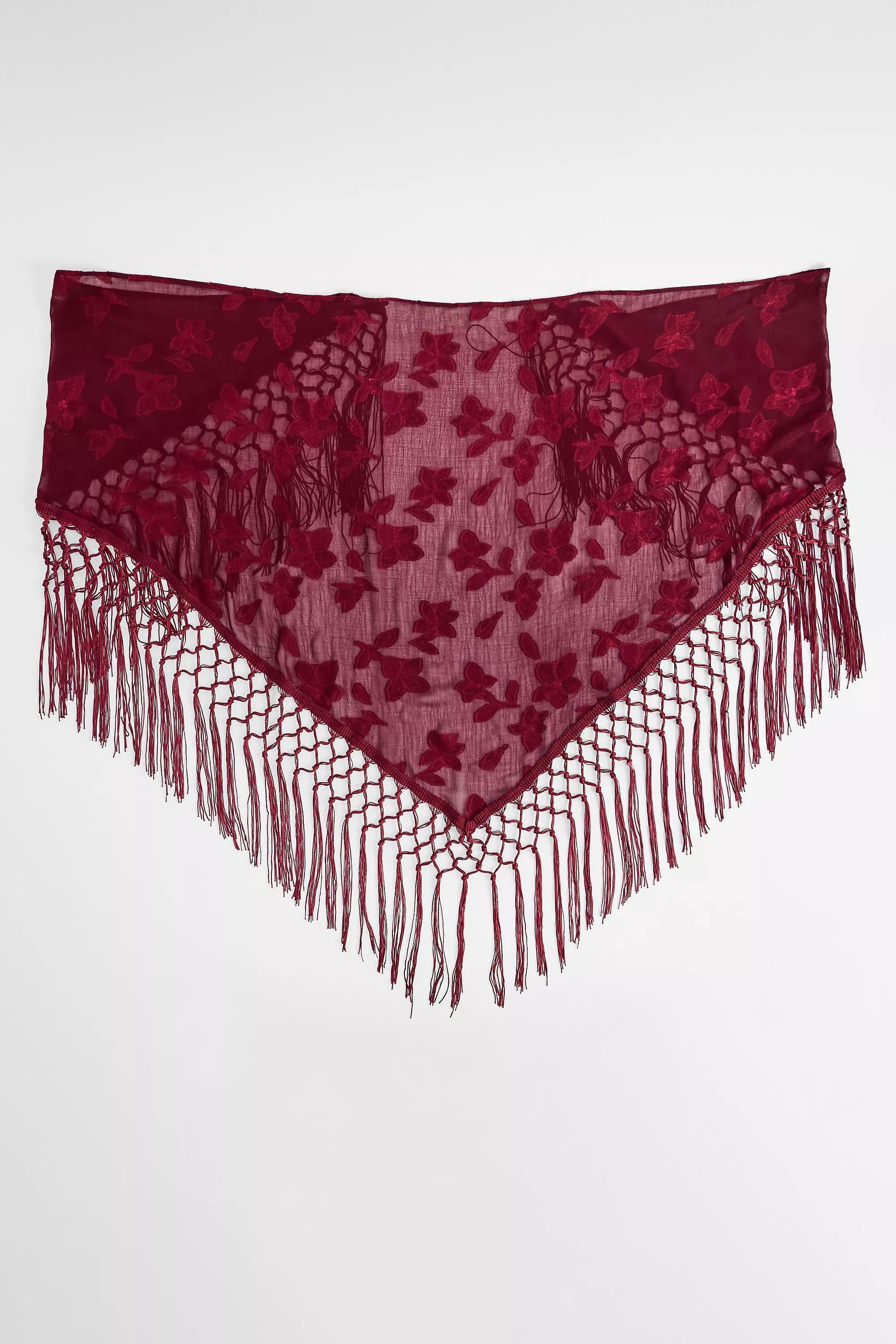 Wine Uo Fringed Shawl, WINE, large image number 3