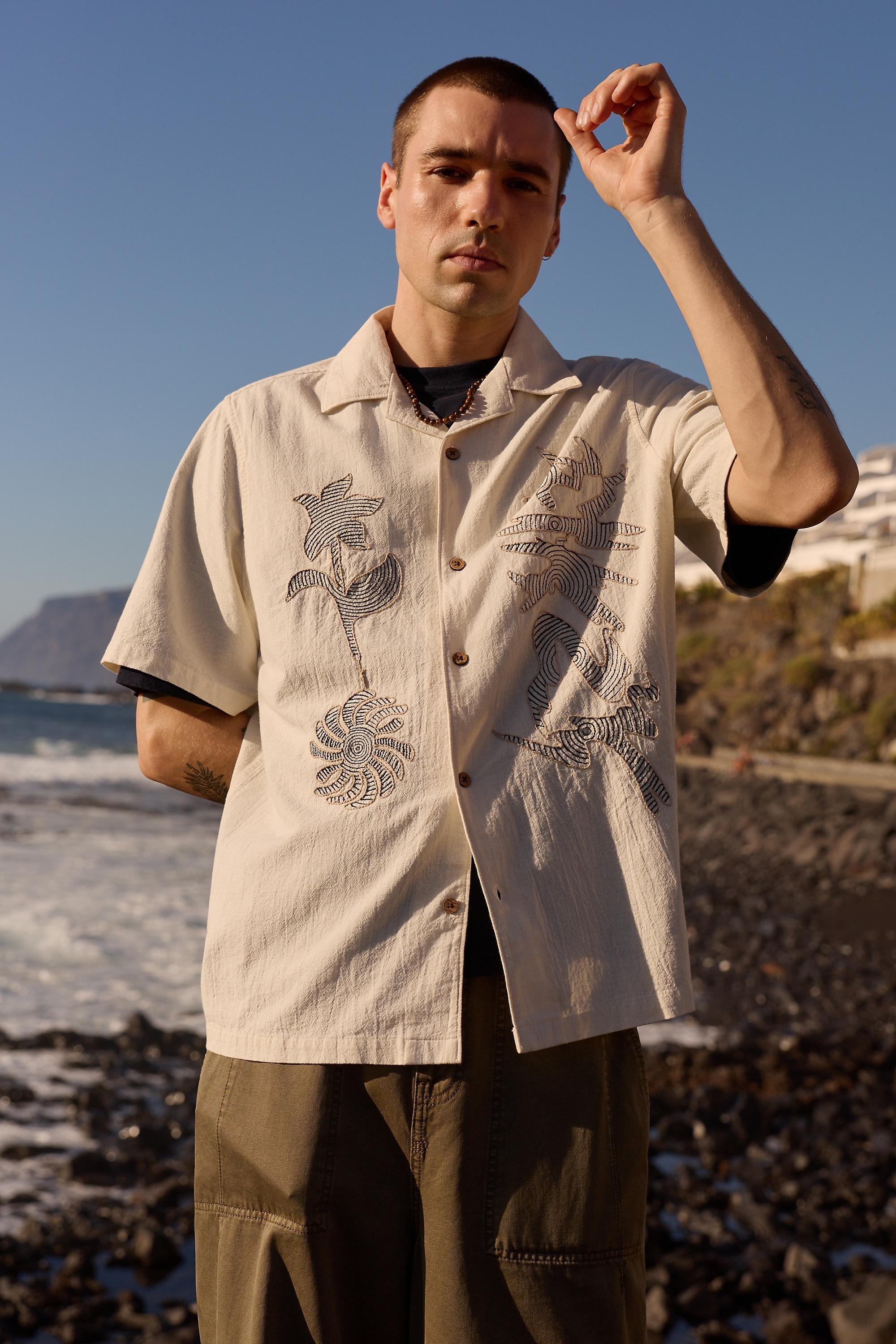 White Ayker Beige Illusion Shirt, IVRY, medium