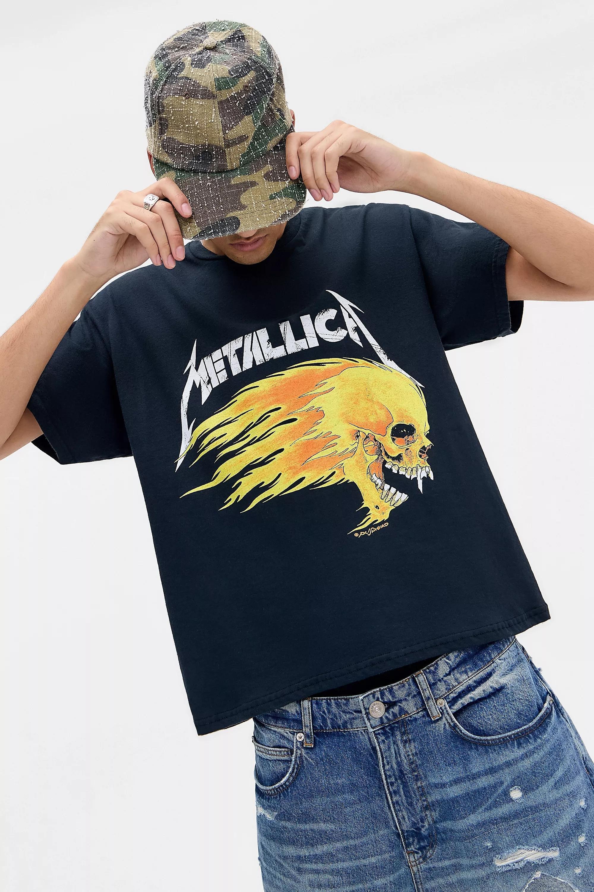 Black Uo Washed Black Metallica T-Shirt, BLK, large image number 0