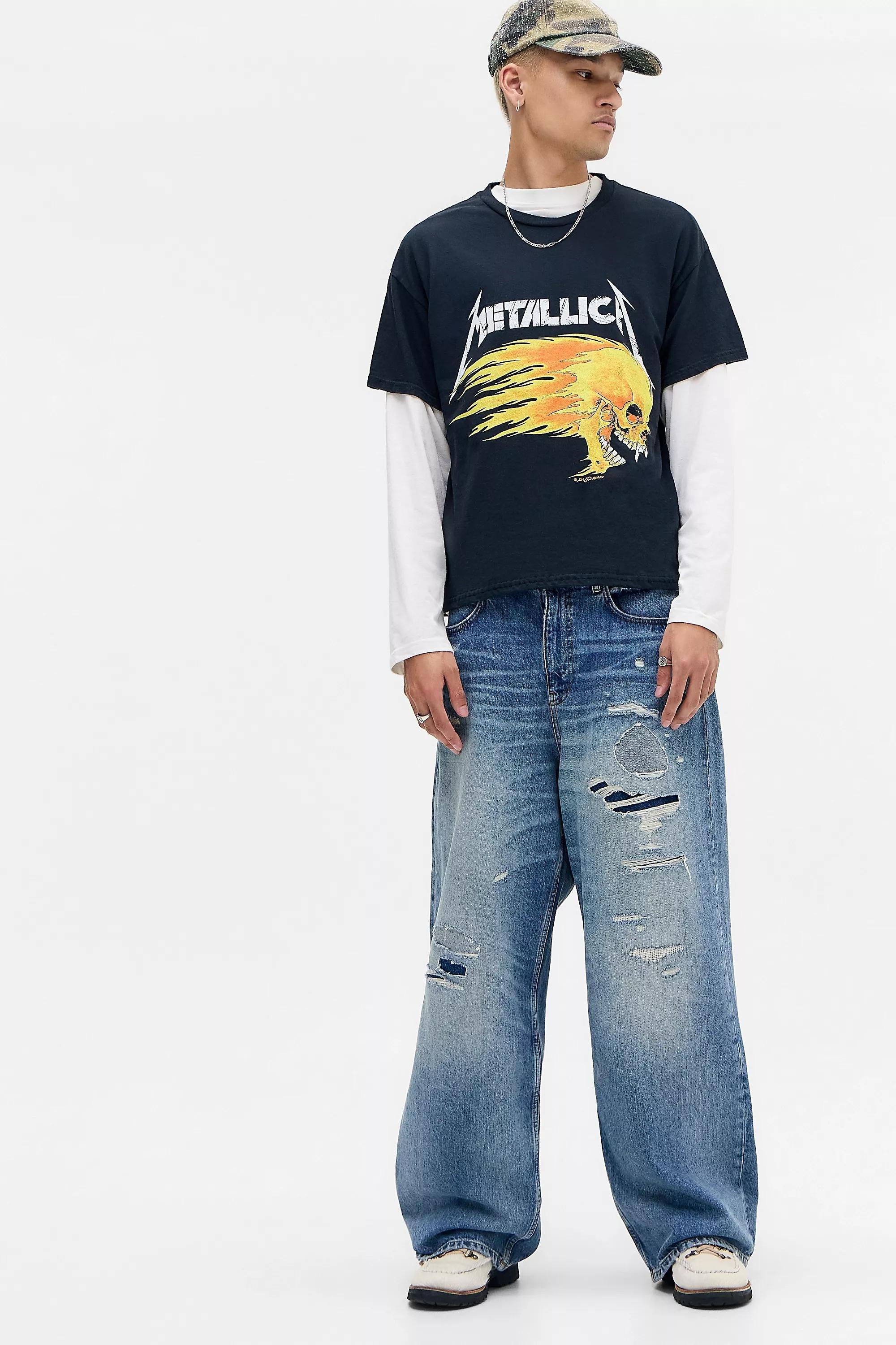 Black Uo Washed Black Metallica T-Shirt, BLK, large image number 2