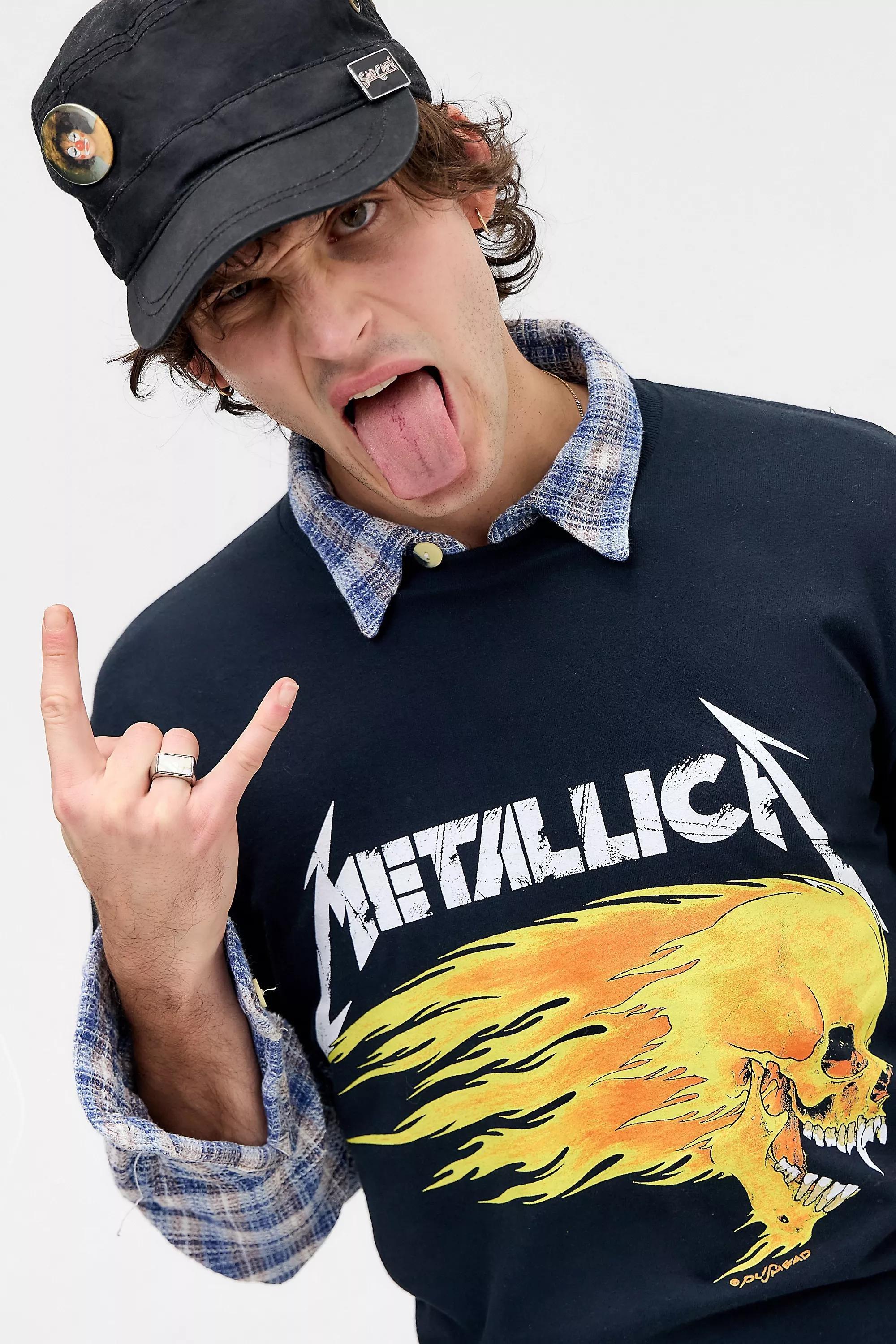 Black Uo Washed Black Metallica T-Shirt, BLK, large image number 4