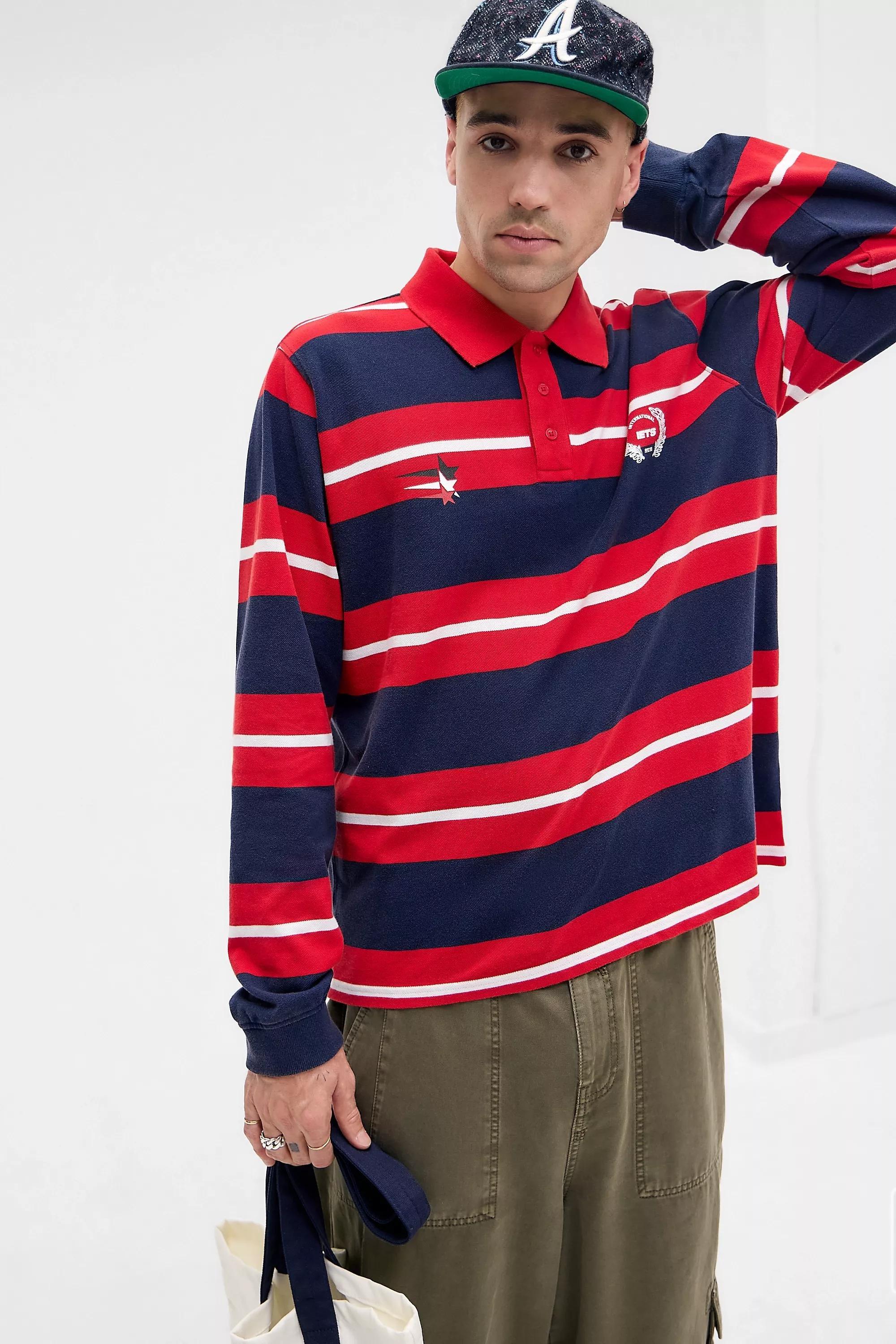 RED iets frans... Red Stripe Piquأ&copy; Polo Shirt, RED, large image number 0