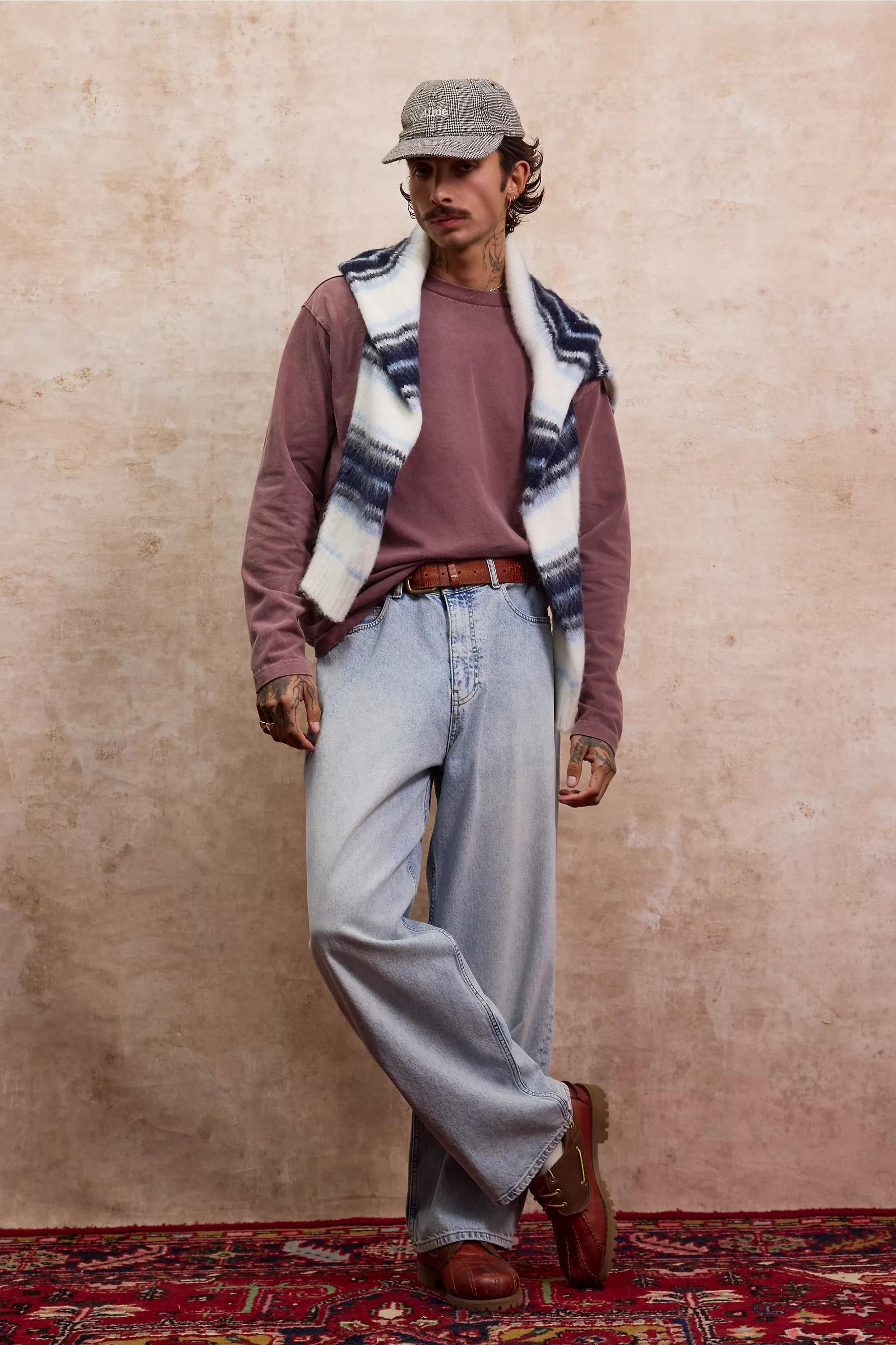 Burgundy Loom Long Sleeve T-Shirt, WINE, large image number 1