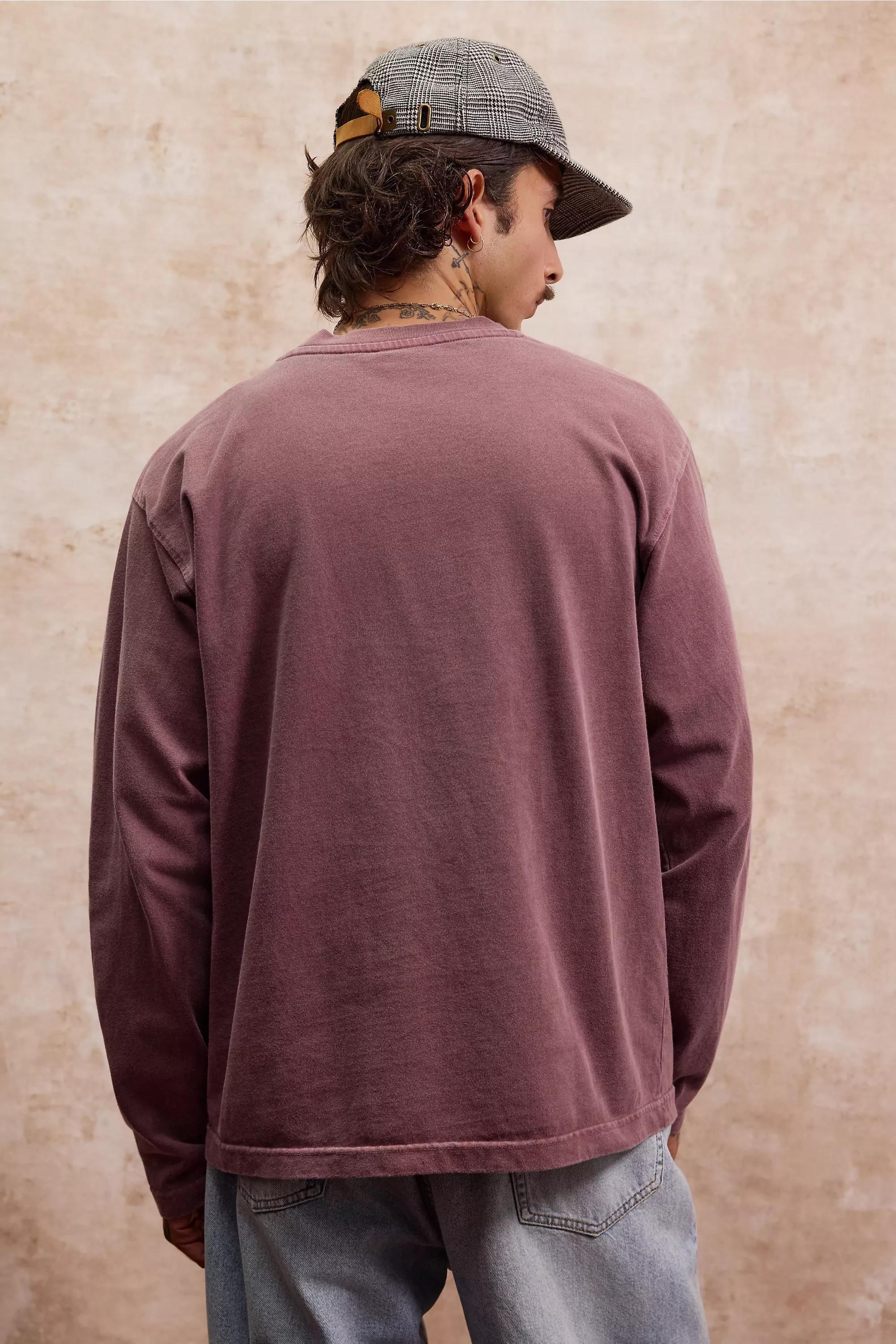 Burgundy Loom Long Sleeve T-Shirt, WINE, large image number 3