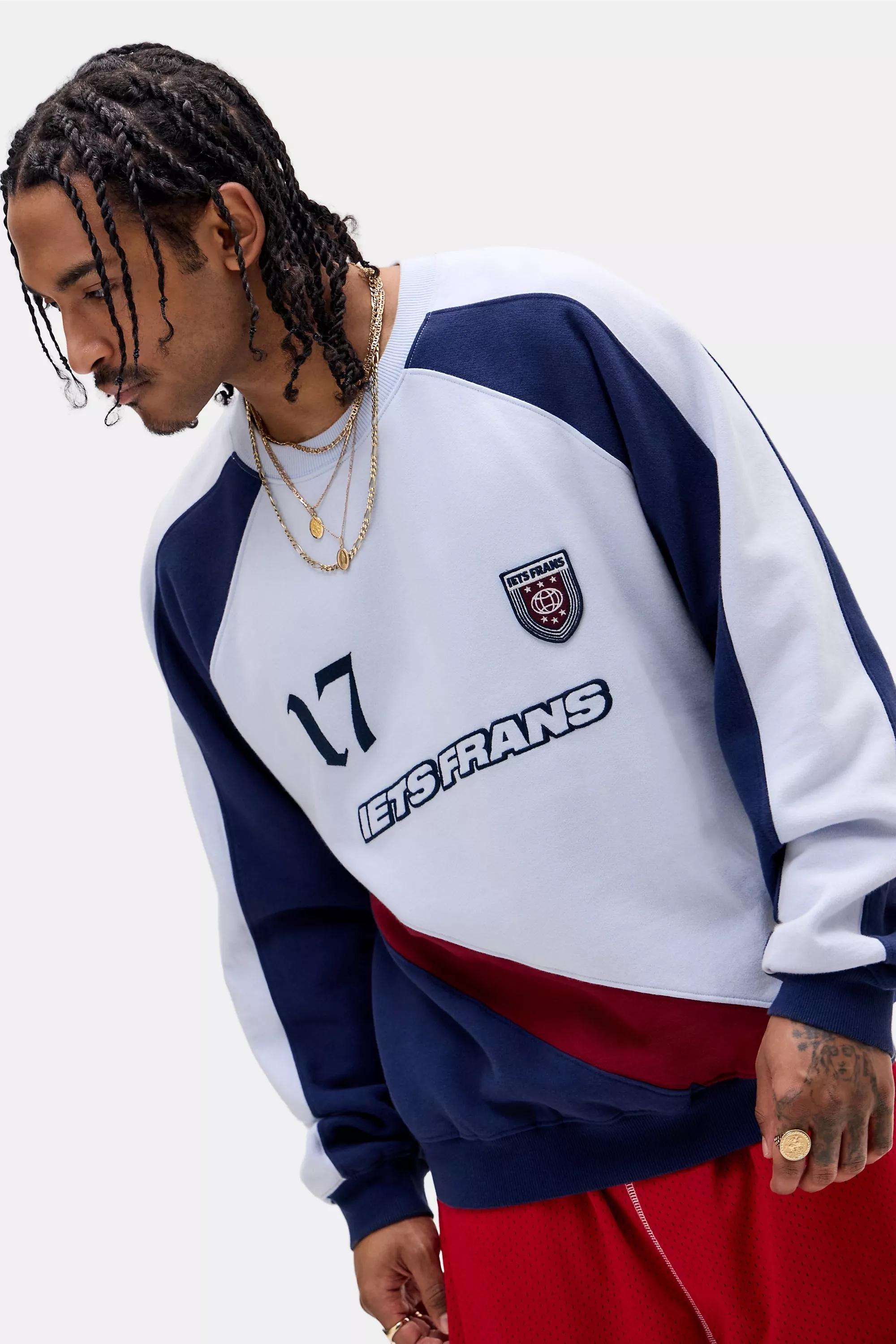 Blue iets frans... Blue Slash Panel Sweatshirt, BLUE, large image number 0