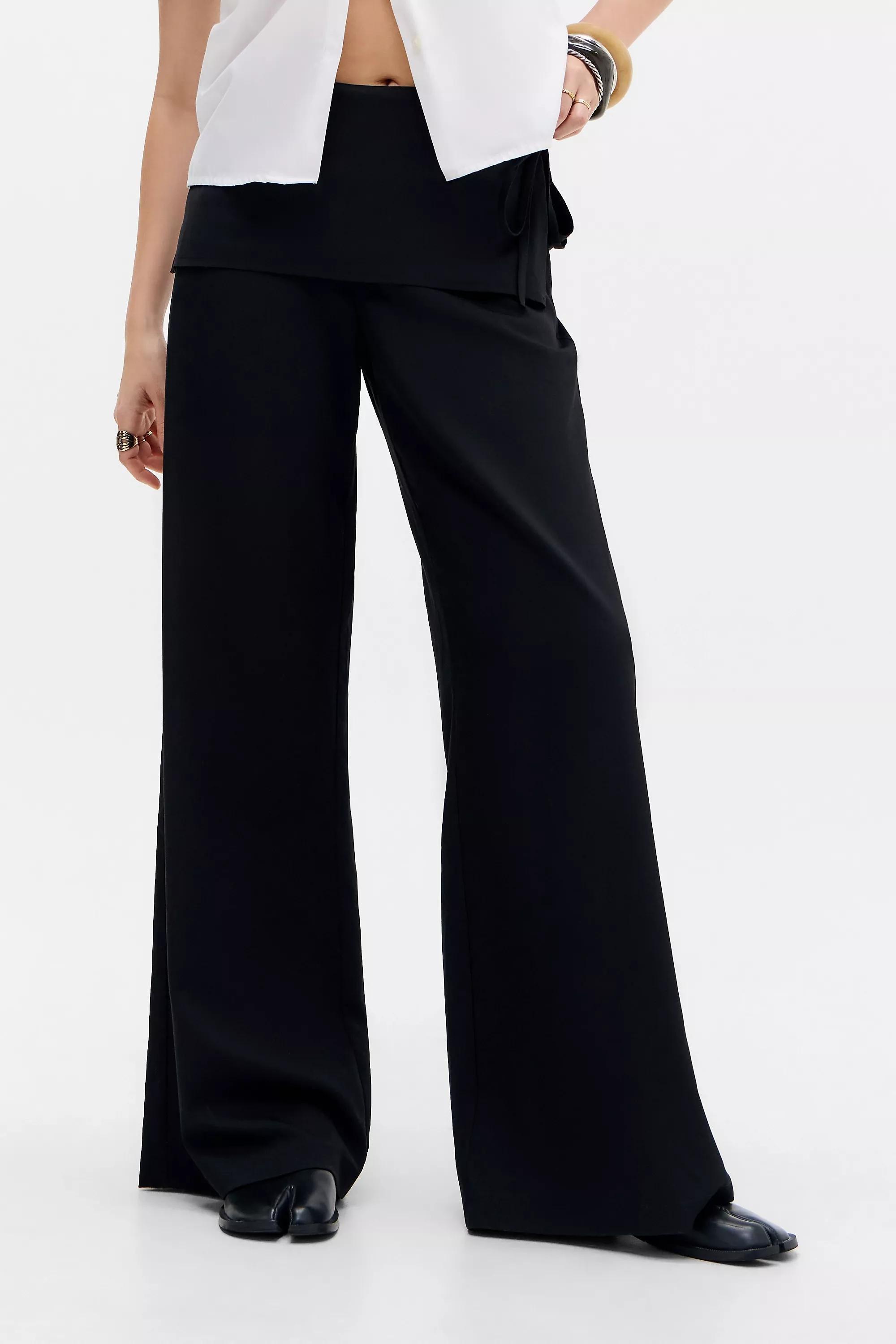 Black Uo Side Tie Skirt Trousers, BLK, large image number 0