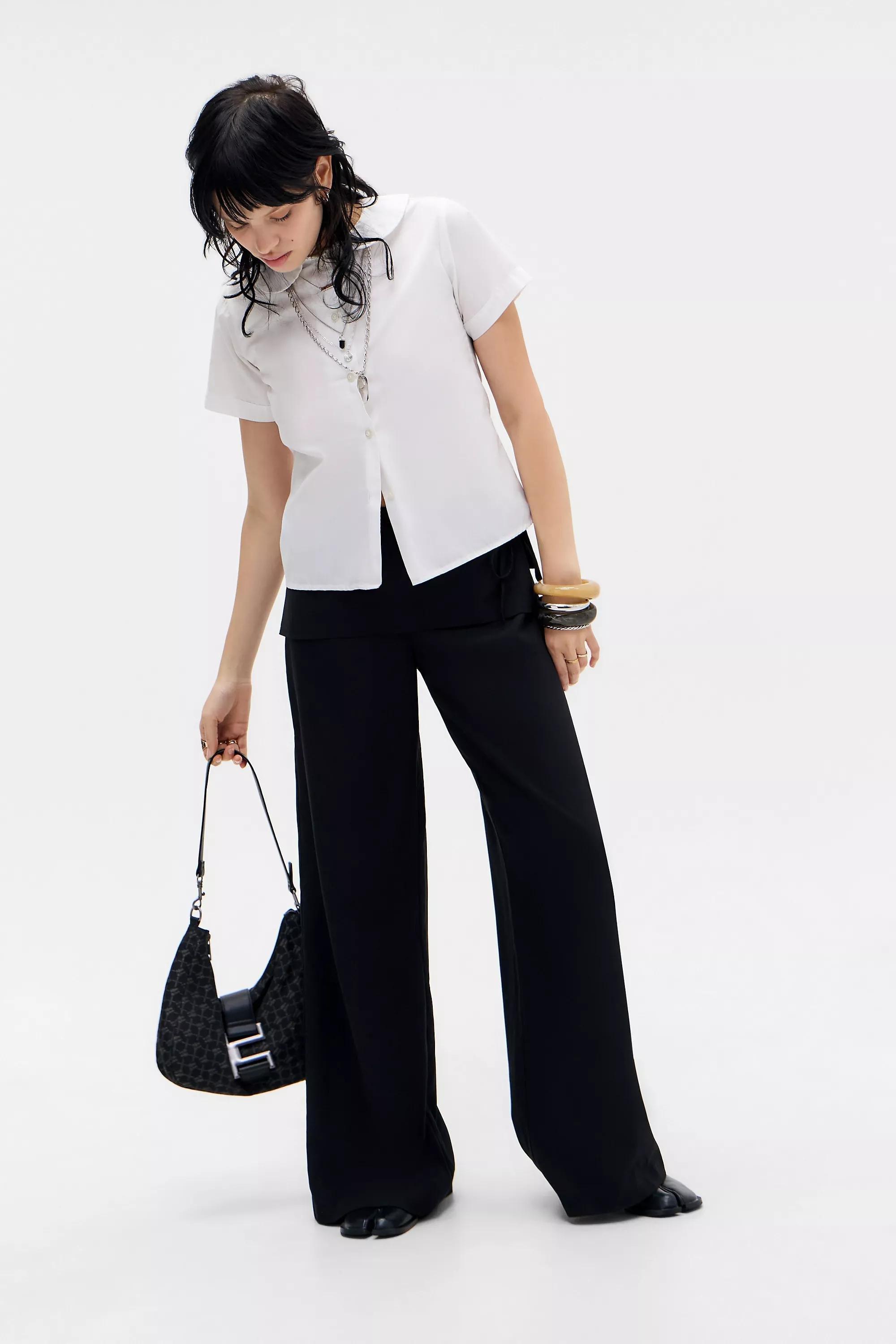 Black Uo Side Tie Skirt Trousers, BLK, large image number 1