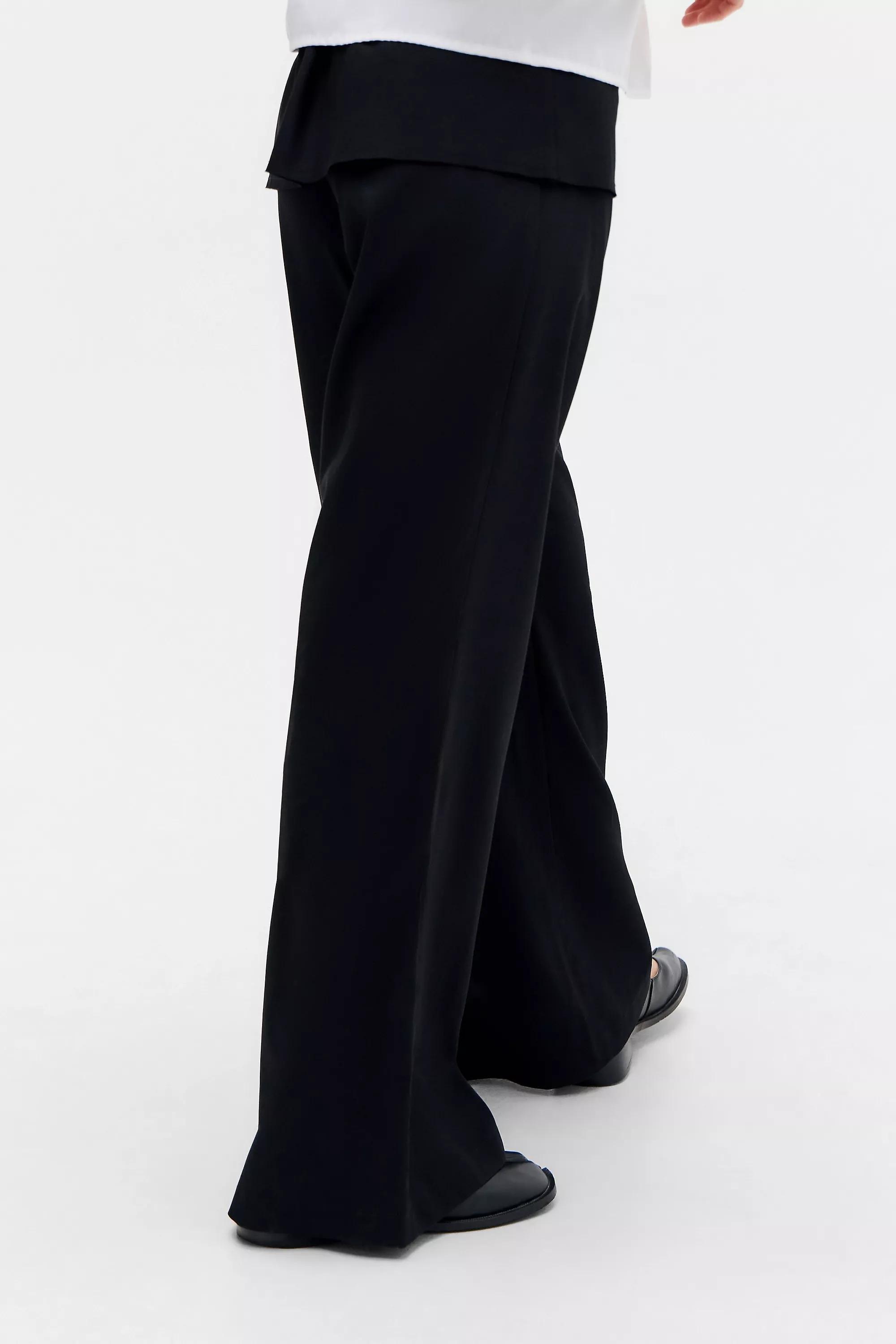 Black Uo Side Tie Skirt Trousers, BLK, large image number 3
