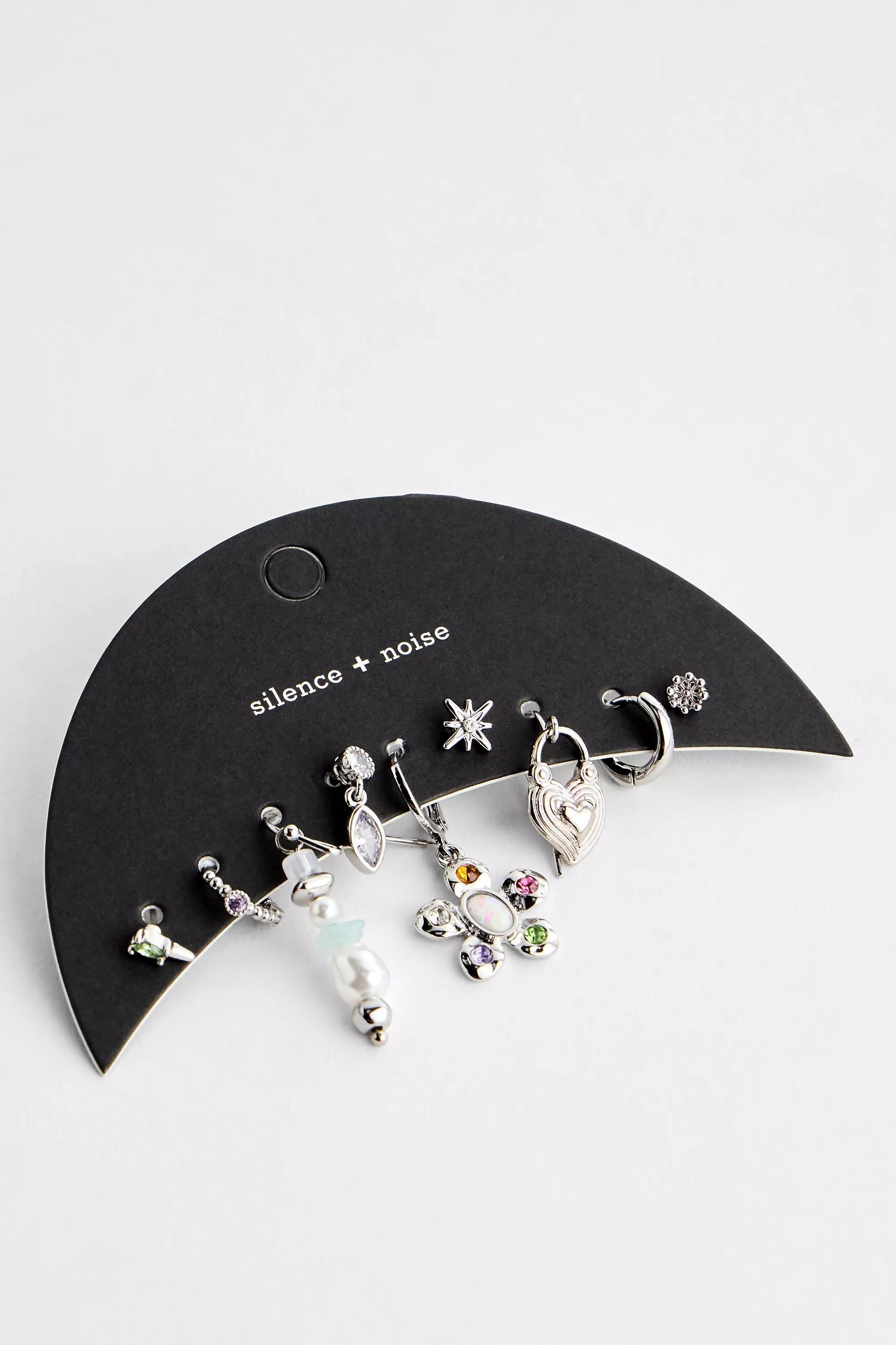 Silver Silence + Noise Flower Stacking Earrings, SLVR, large image number 0