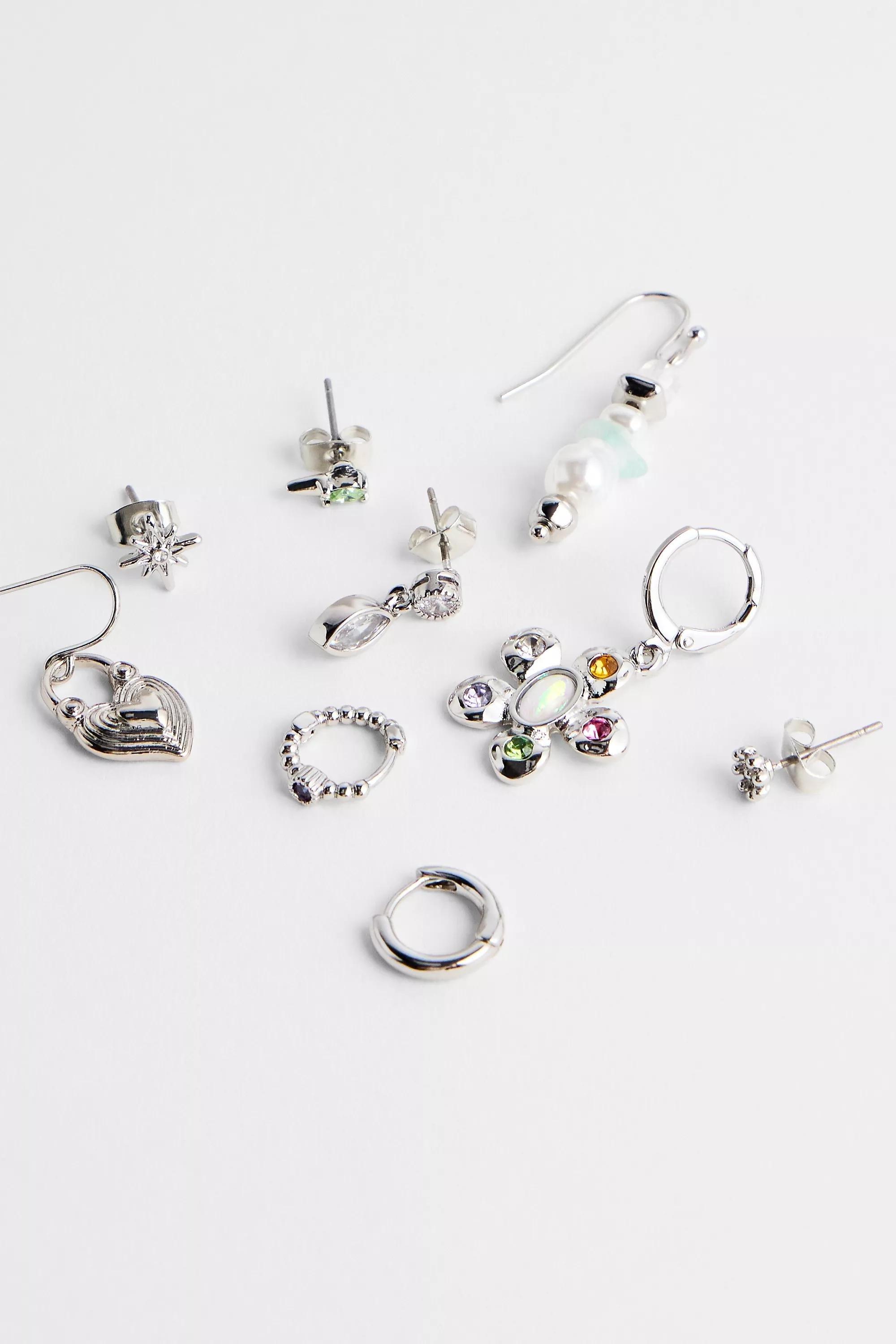 Silver Silence + Noise Flower Stacking Earrings, SLVR, large image number 2