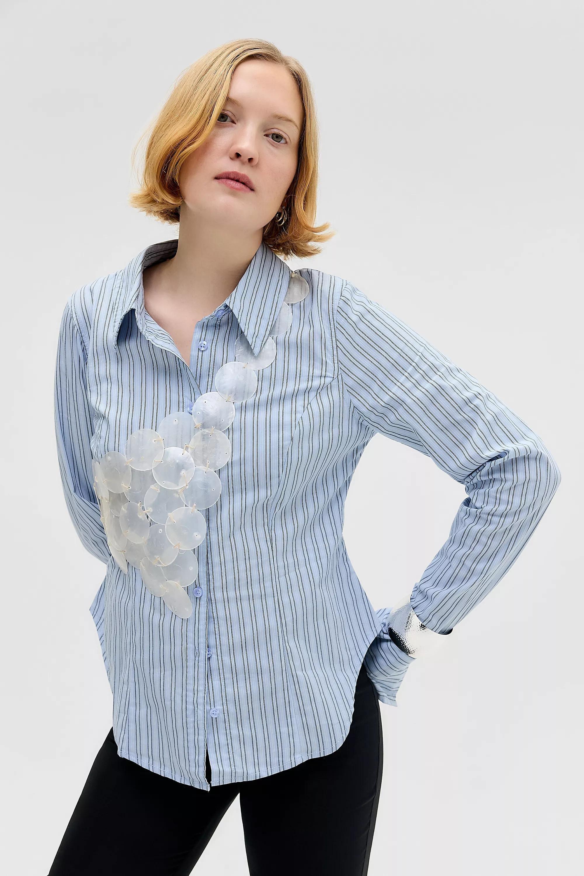 Grey Uo Leilani Detailed Shirt, GREY, large image number 5