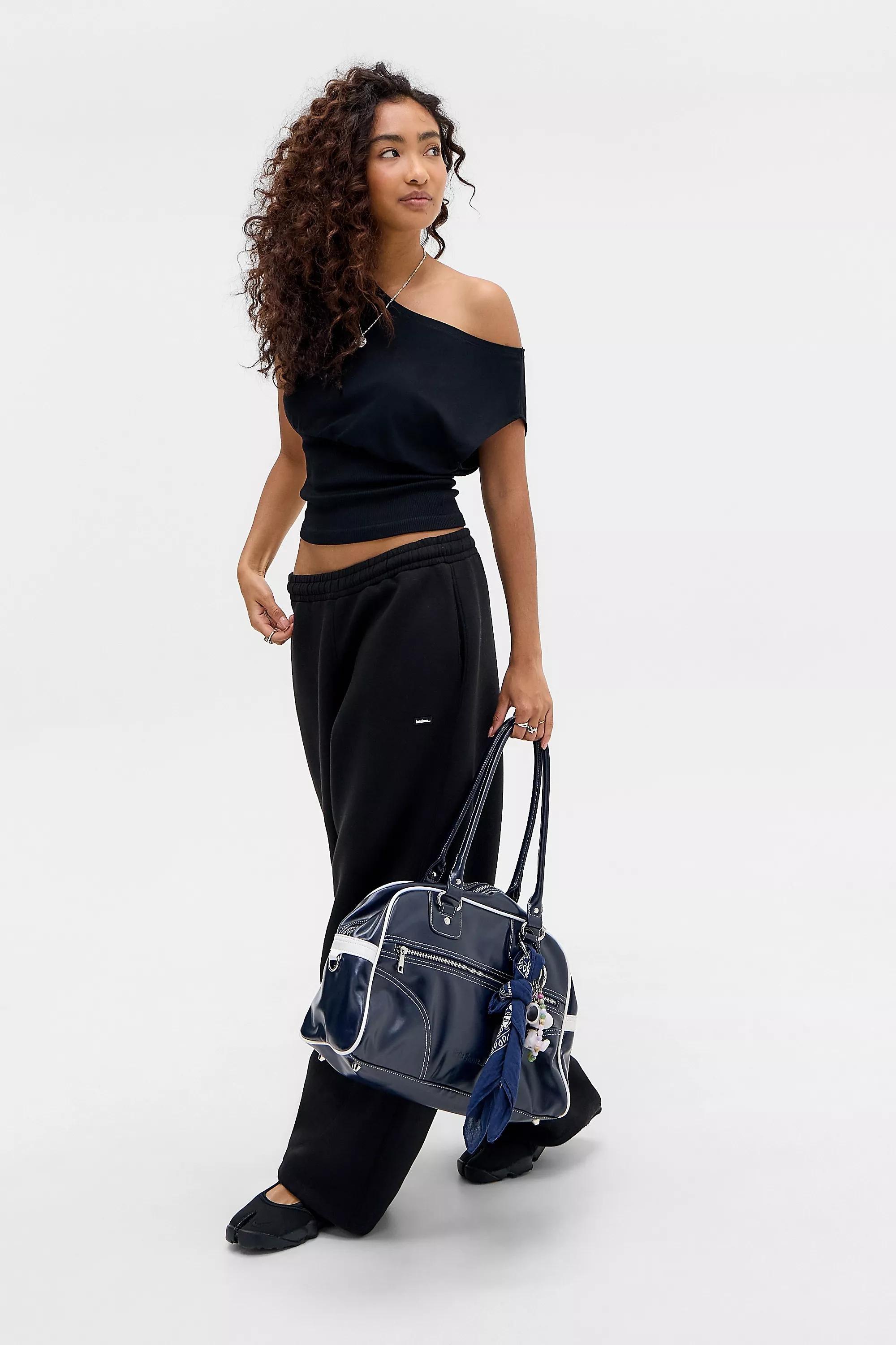 Black Iets Frans... Off-Shoulder Seamless Top, BLK, large image number 1