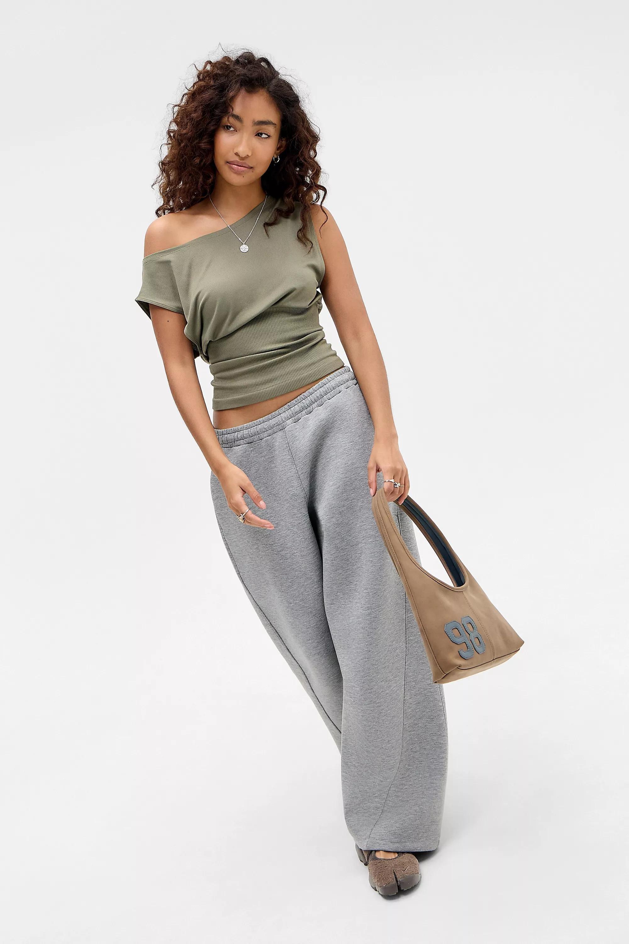 Khaki Iets Frans... Off-Shoulder Seamless Top, KHAKI, large image number 2