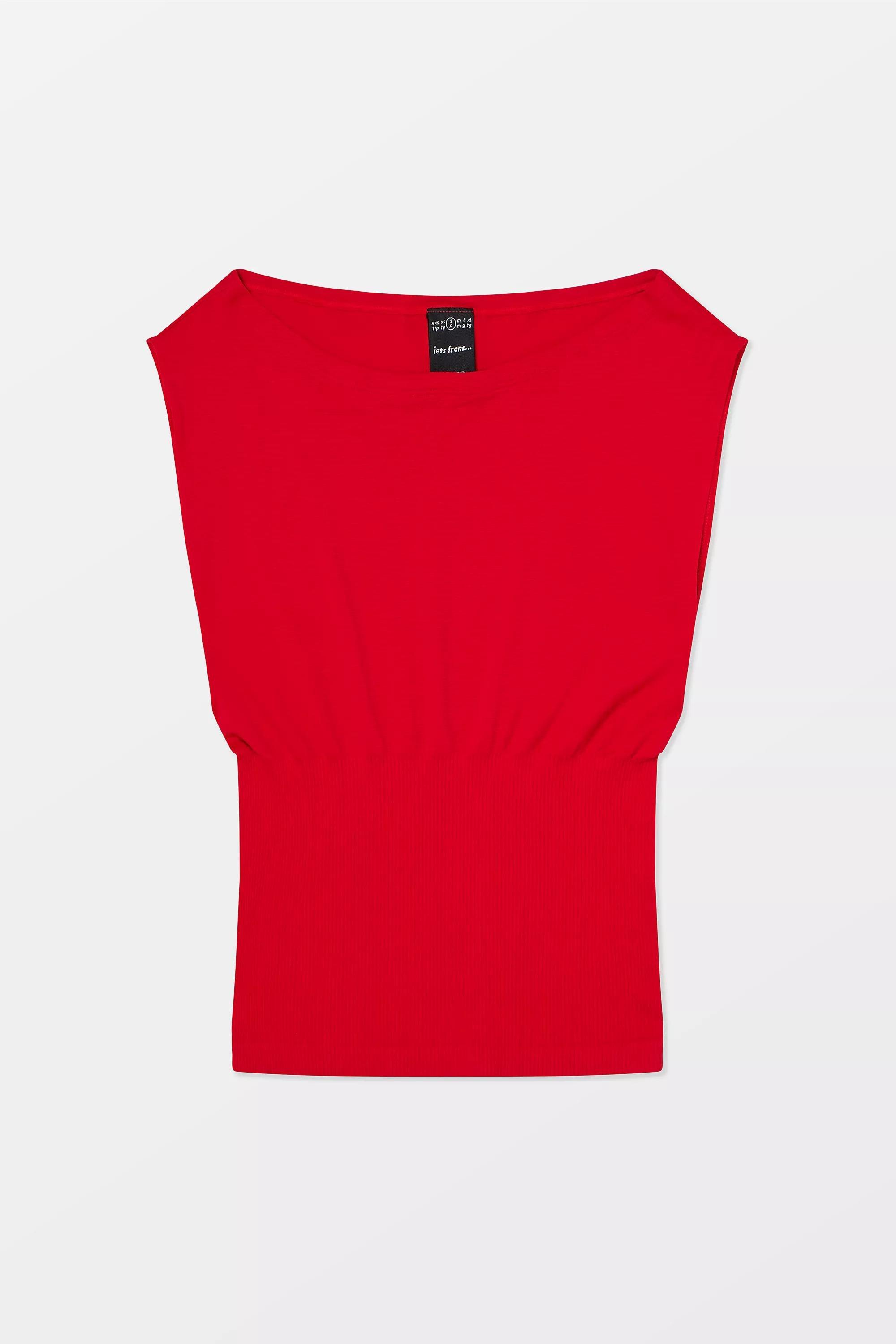 Red iets frans... Off-Shoulder Seamless Top, RED, large image number 4