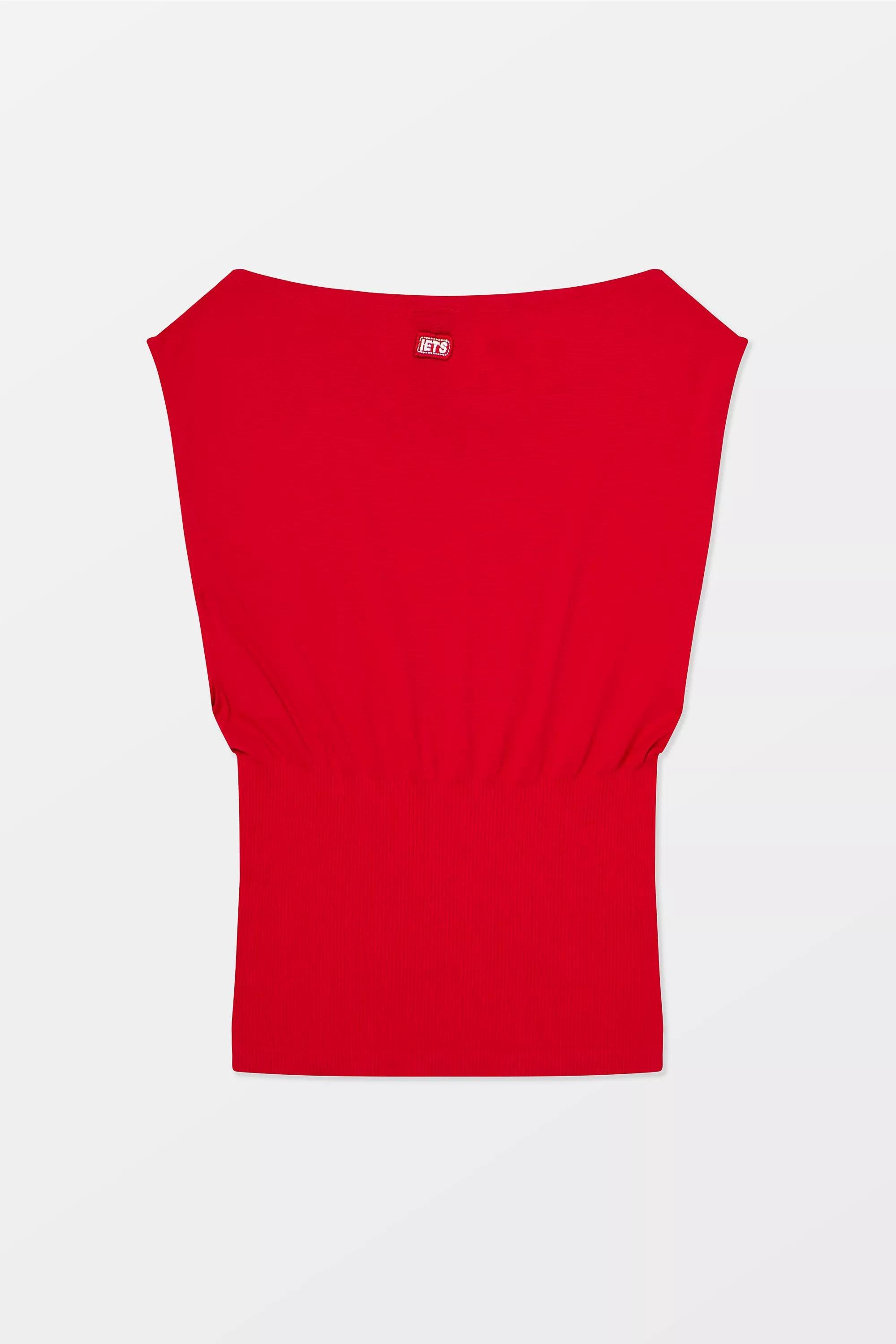 Red iets frans... Off-Shoulder Seamless Top, RED, large image number 5