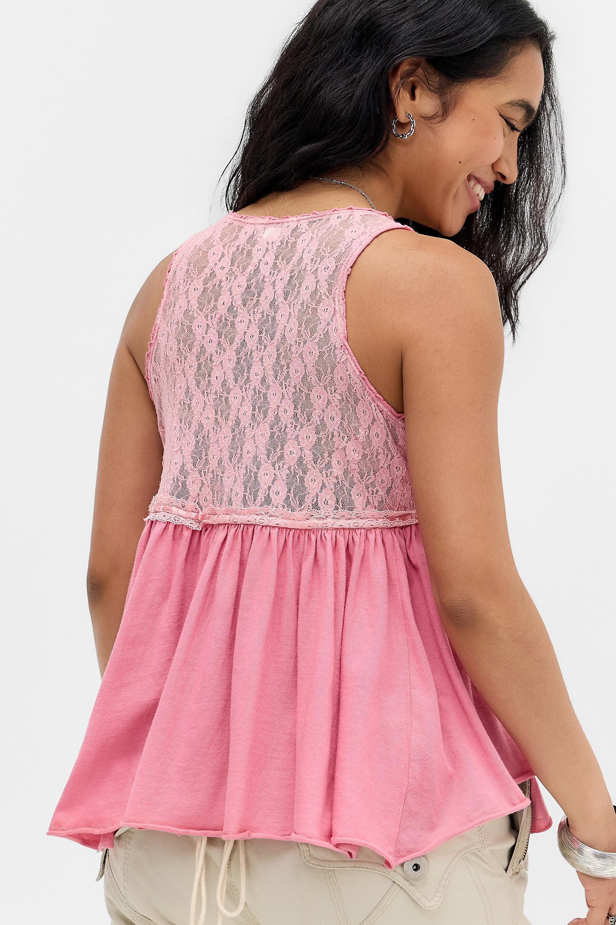 Pink Uo Lily Babydoll Embellished Top, PINK, large image number 3