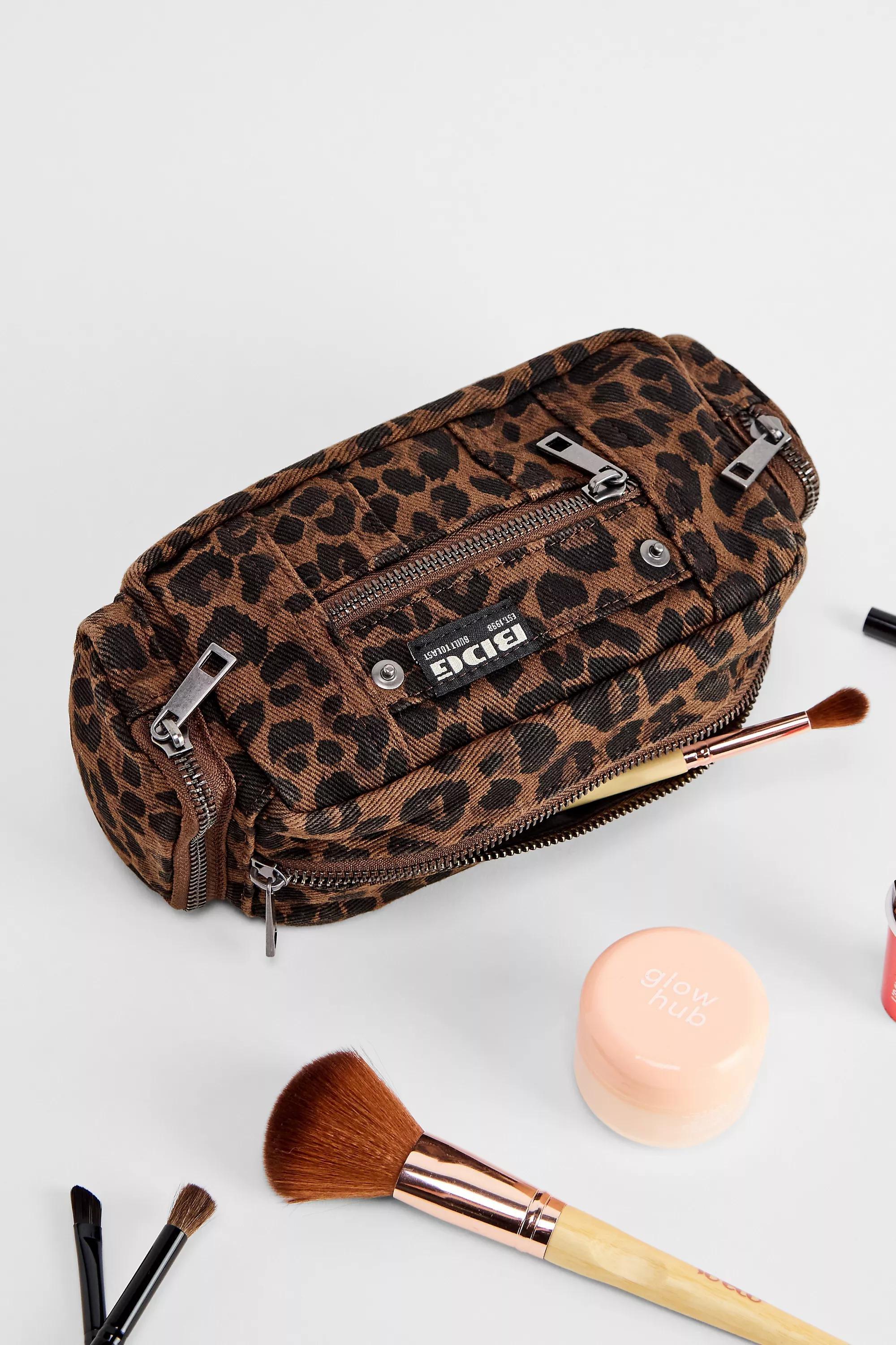 Brown Bdg Leopard Print Utility Makeup Bag, BRN, medium