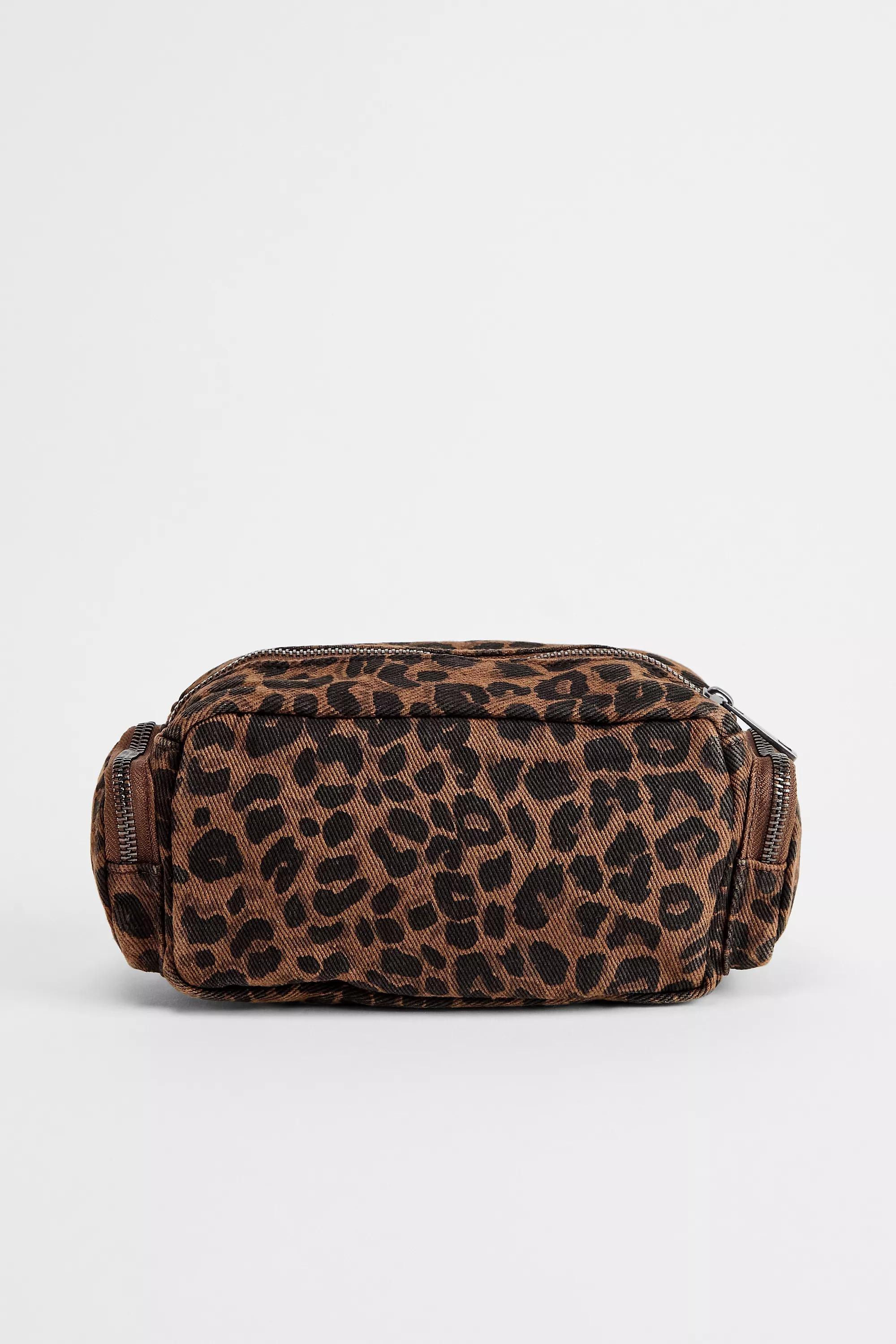 Brown Bdg Leopard Print Utility Makeup Bag, BRN, large image number 3