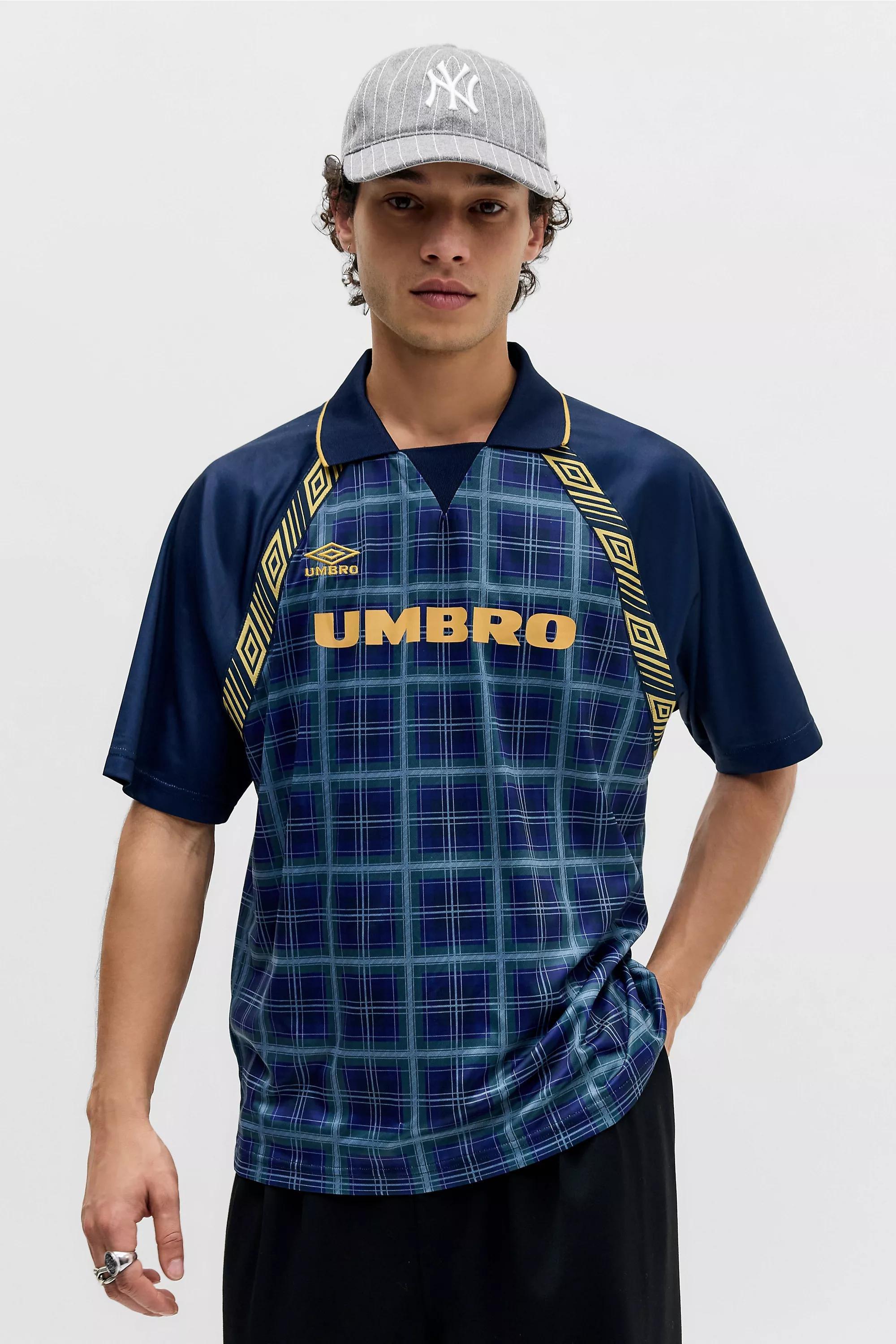 Navy Umbro Uo Tartan Checked Football Shirt, NAVY, large image number 0