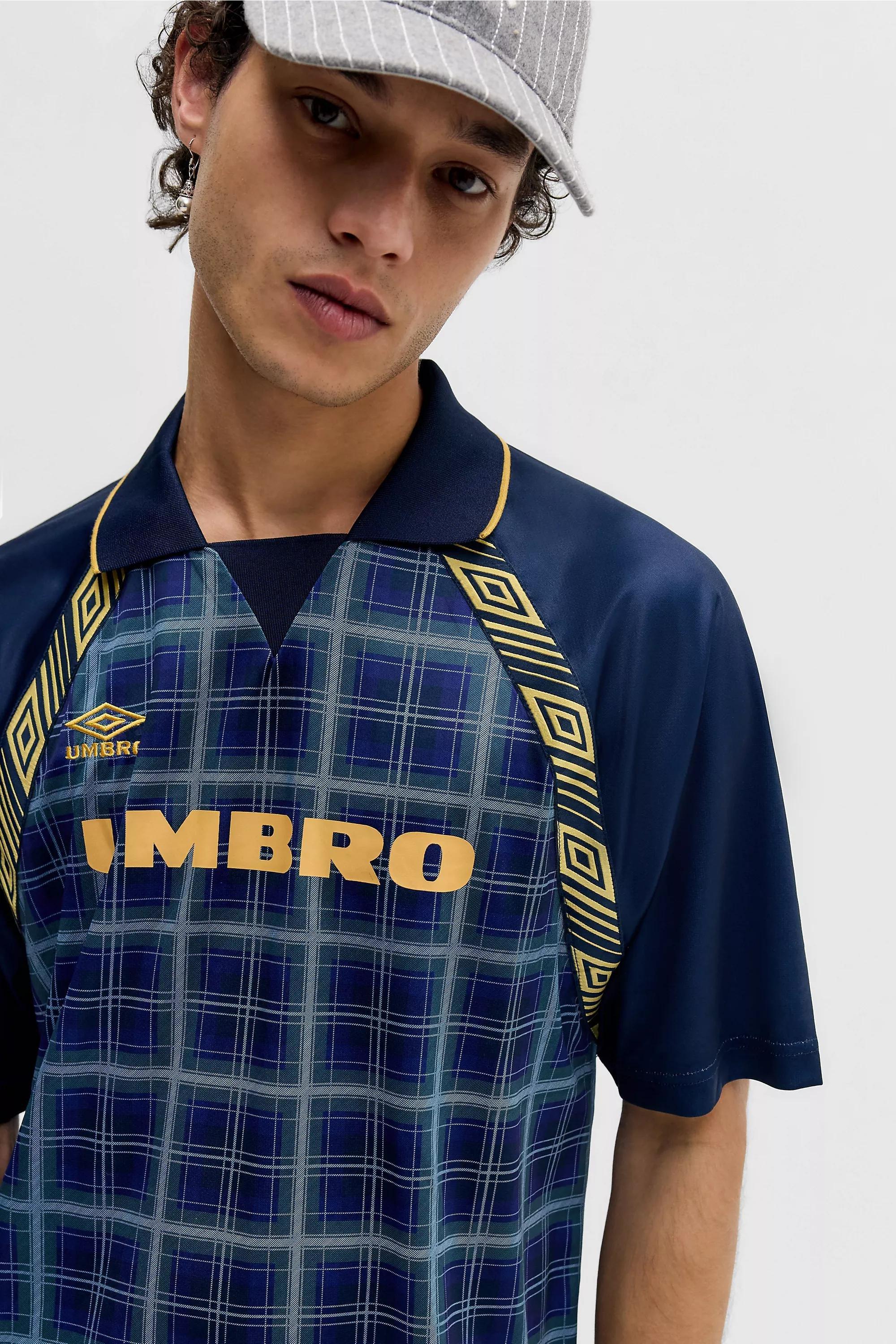 Navy Umbro Uo Tartan Checked Football Shirt, NAVY, large image number 1