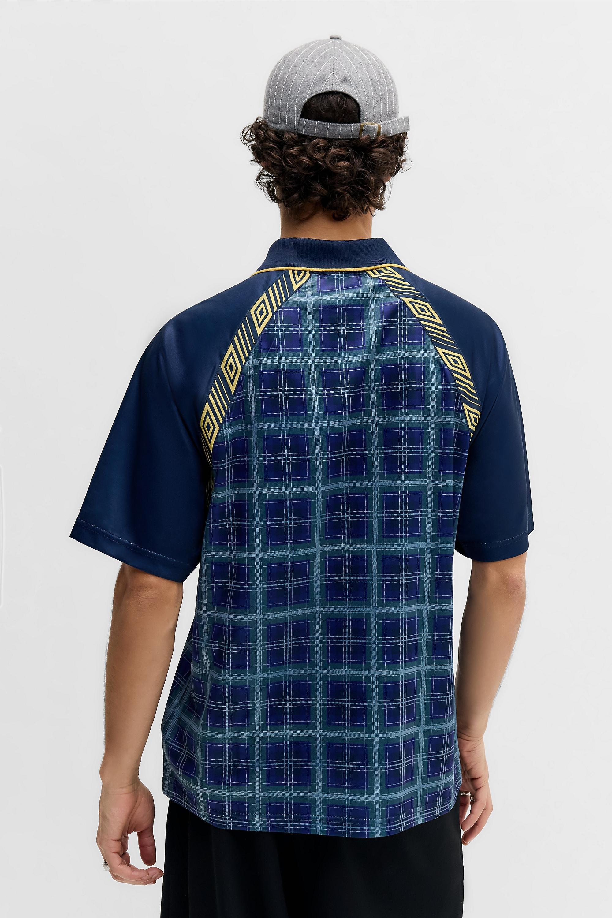 Navy Umbro Uo Tartan Checked Football Shirt, NAVY, large image number 3