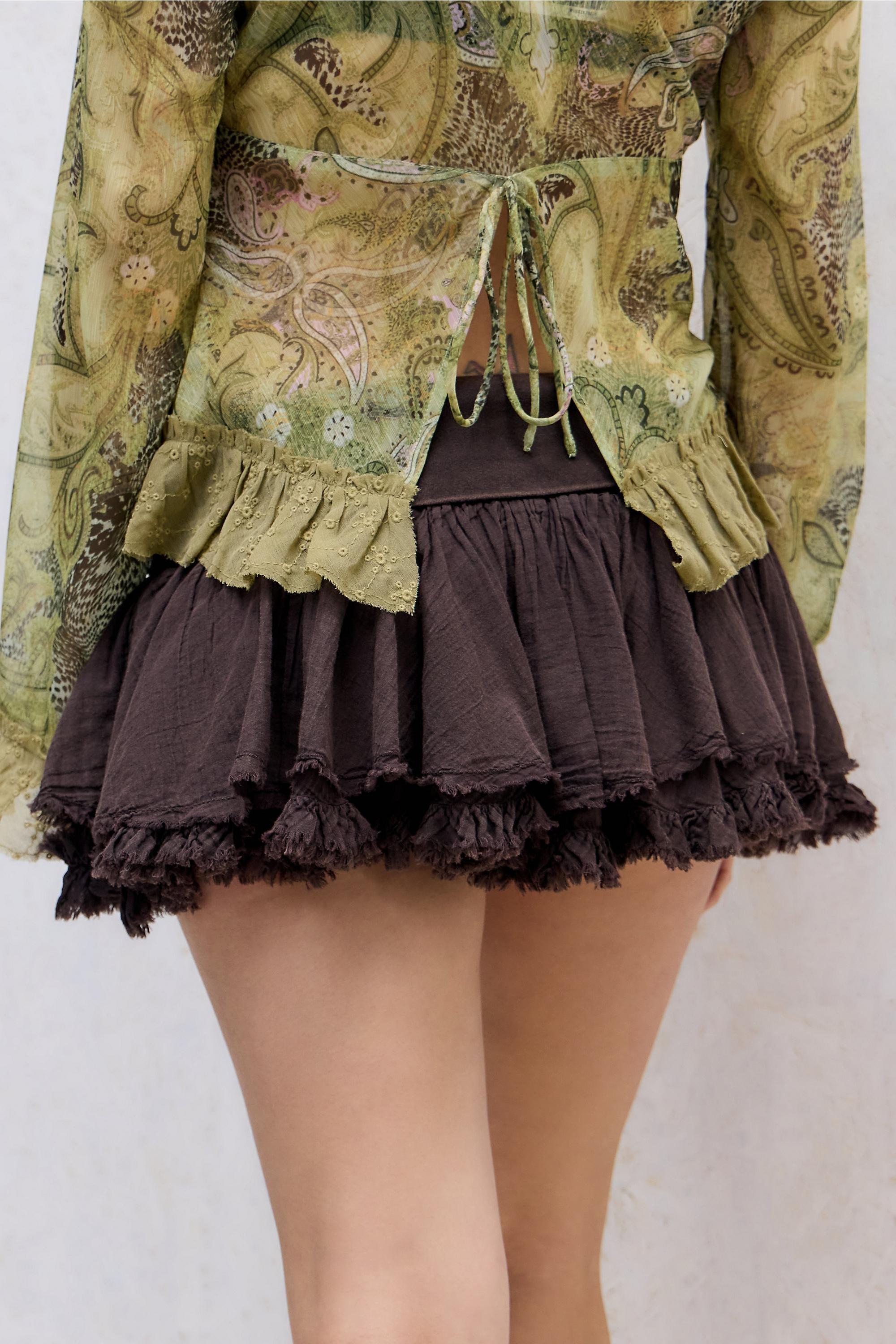 Brown Kimchi Blue Robin Foldover Skort, CHOC, large image number 3