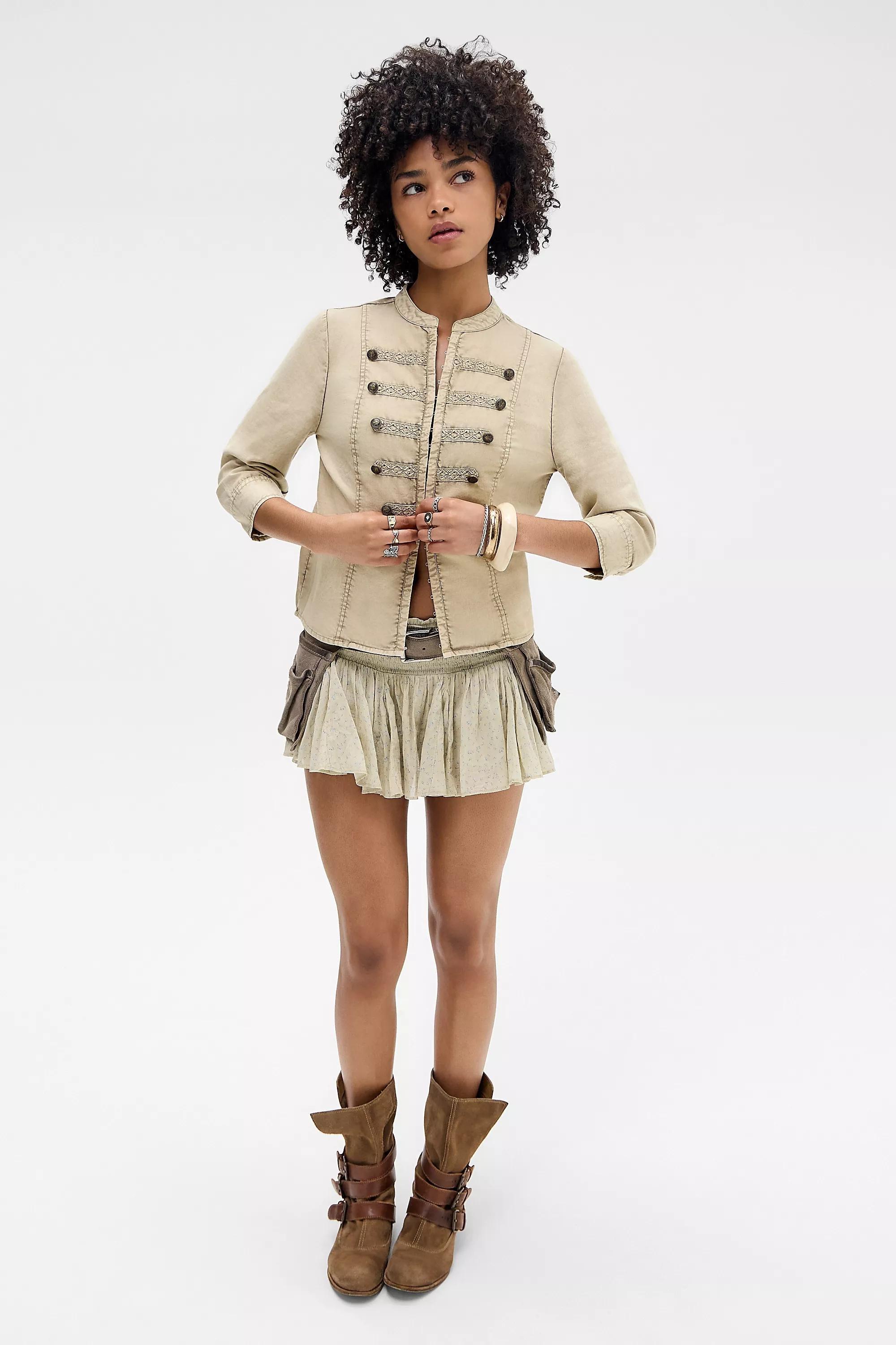 Beige Kimchi Blue Immy Godet Ditsy Skort, LIGHT SAND, large image number 4