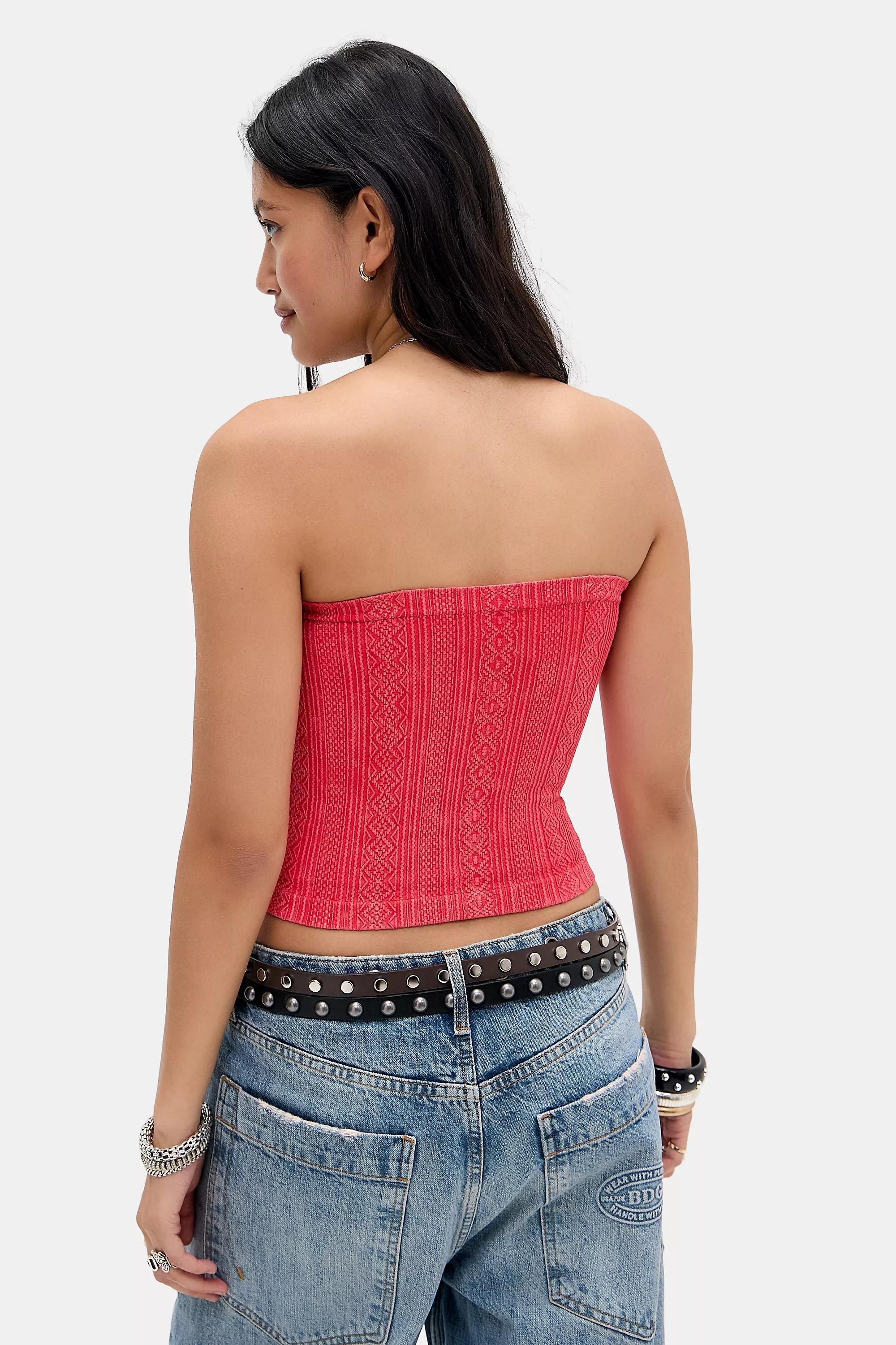 Red Out From Under Seamless Bandeau Top, RED, large image number 3