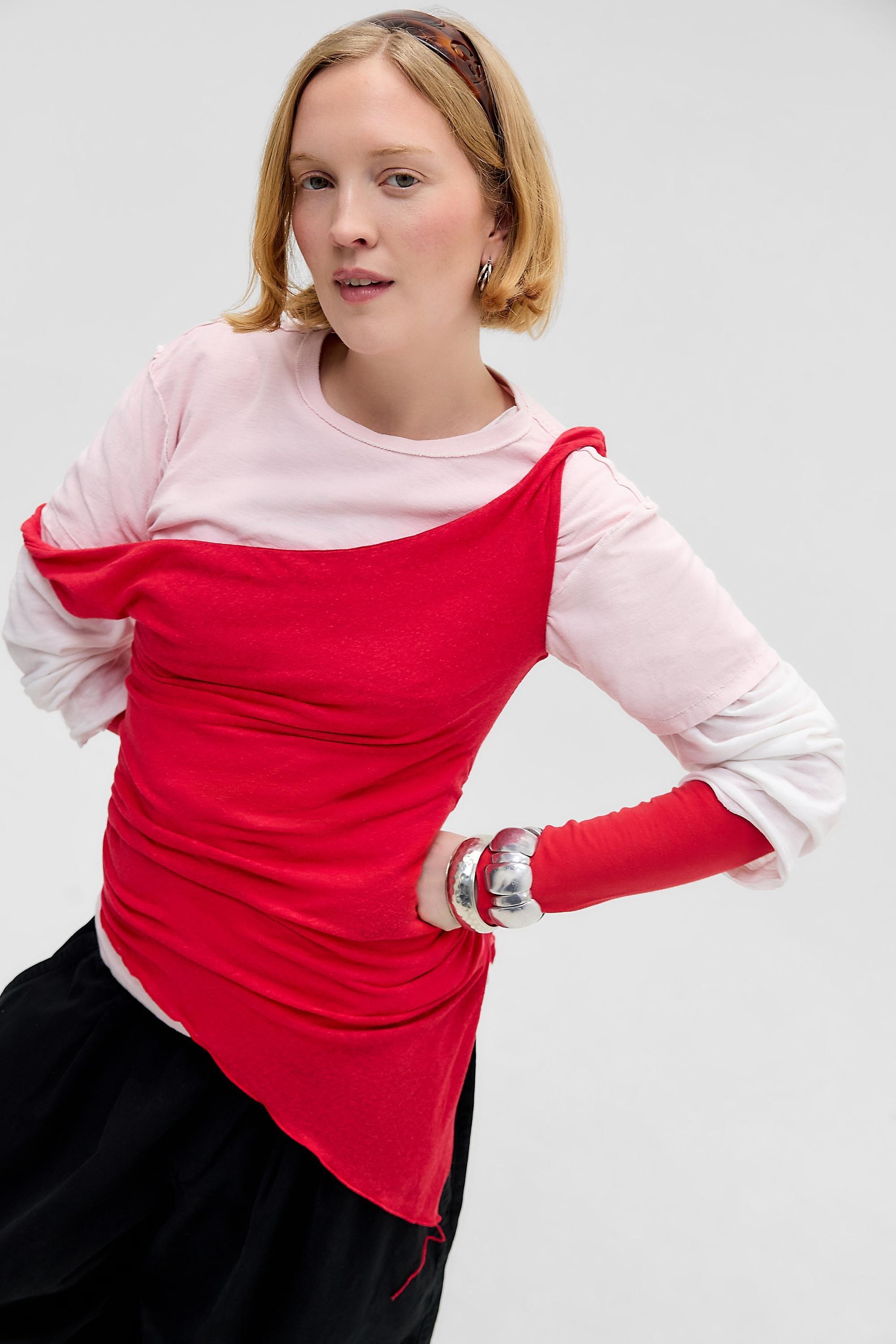 Red Silence + Noise Peggy Asymmetric Top, RED, large image number 5