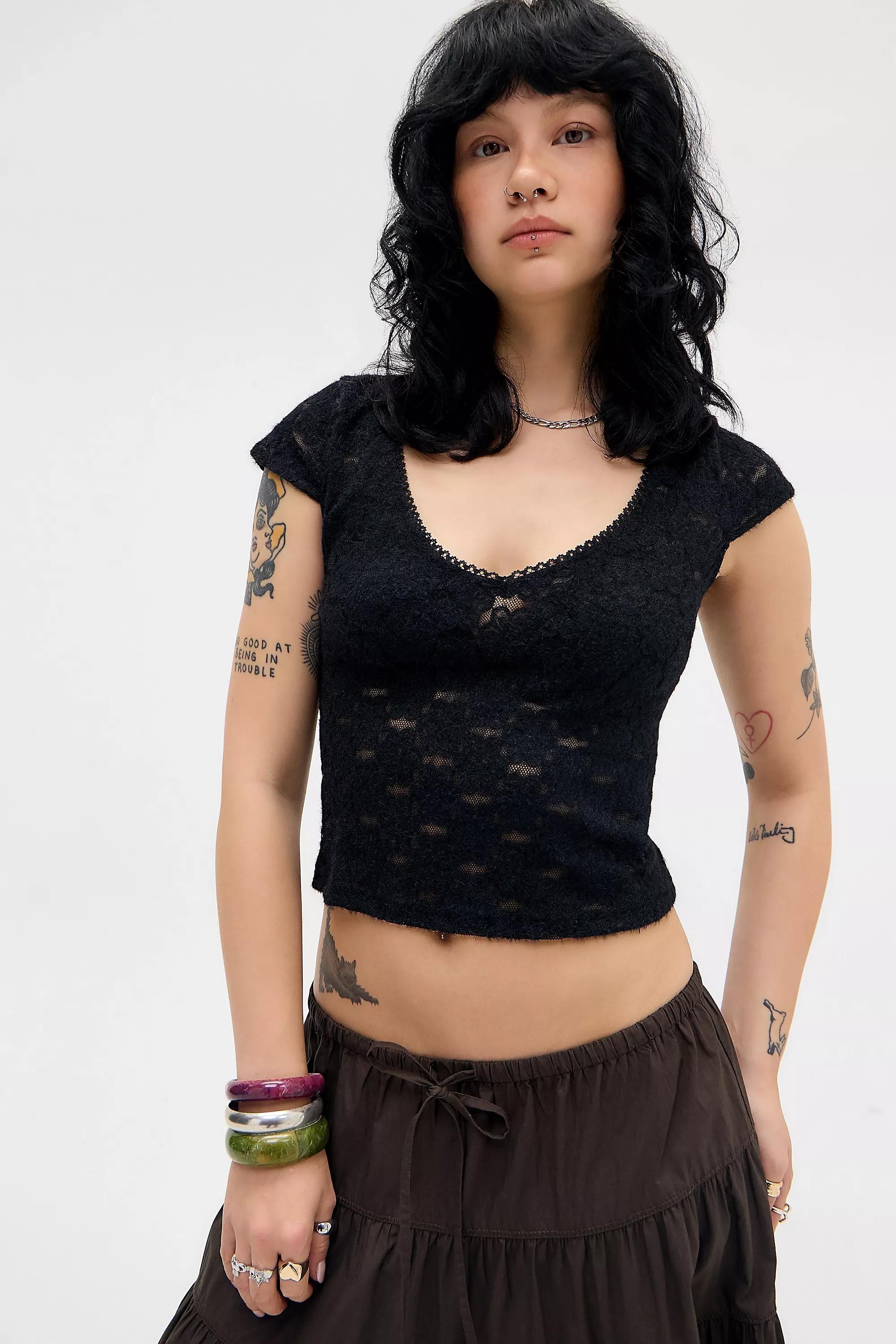 Black Motel Detailed Top, BLK, large image number 0